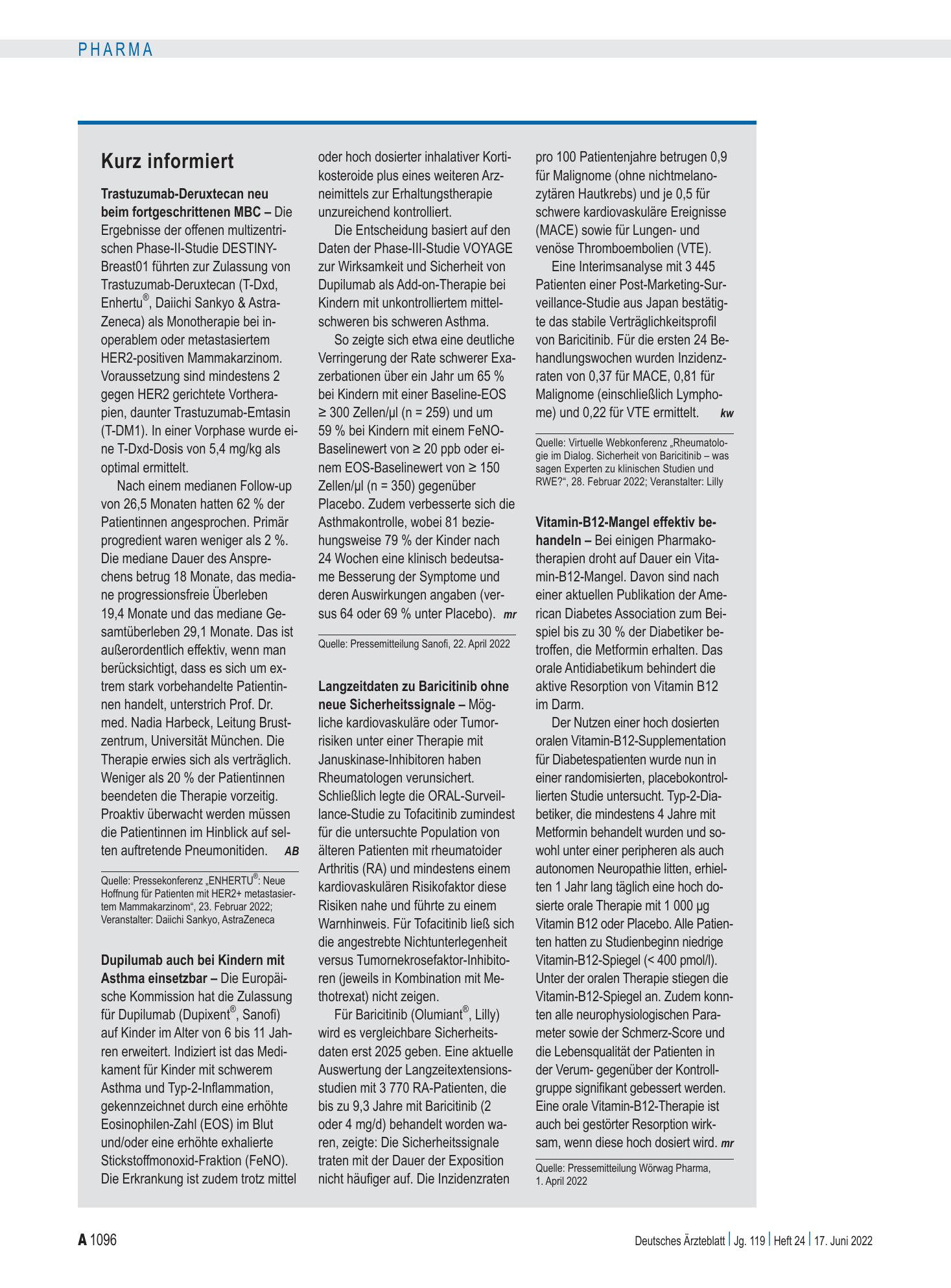 Vorschauseite 1: Kurz informiert – Deutsches Ärzteblatt