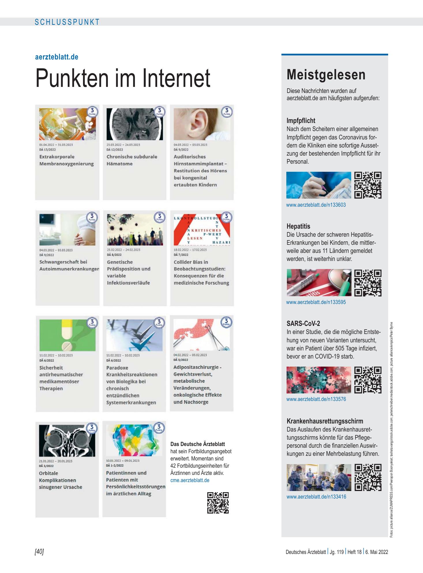 Vorschauseite 1: Meistgelesen – Deutsches Ärzteblatt