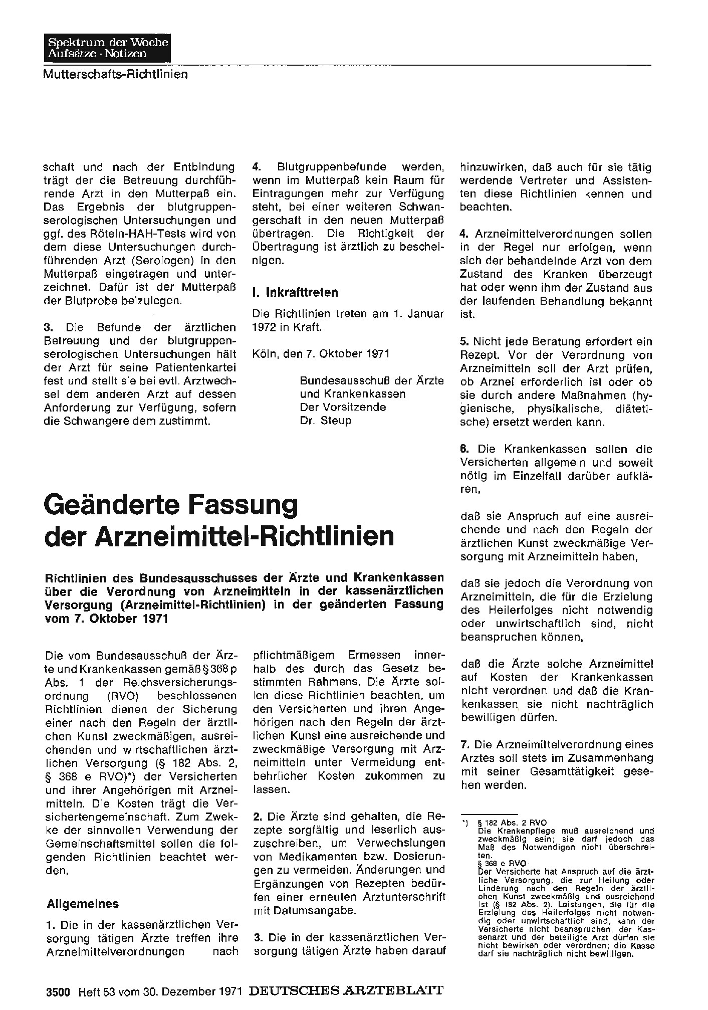 Vorschauseite 1: Geänderte Fassung der Arzneimittel-Richtlinien