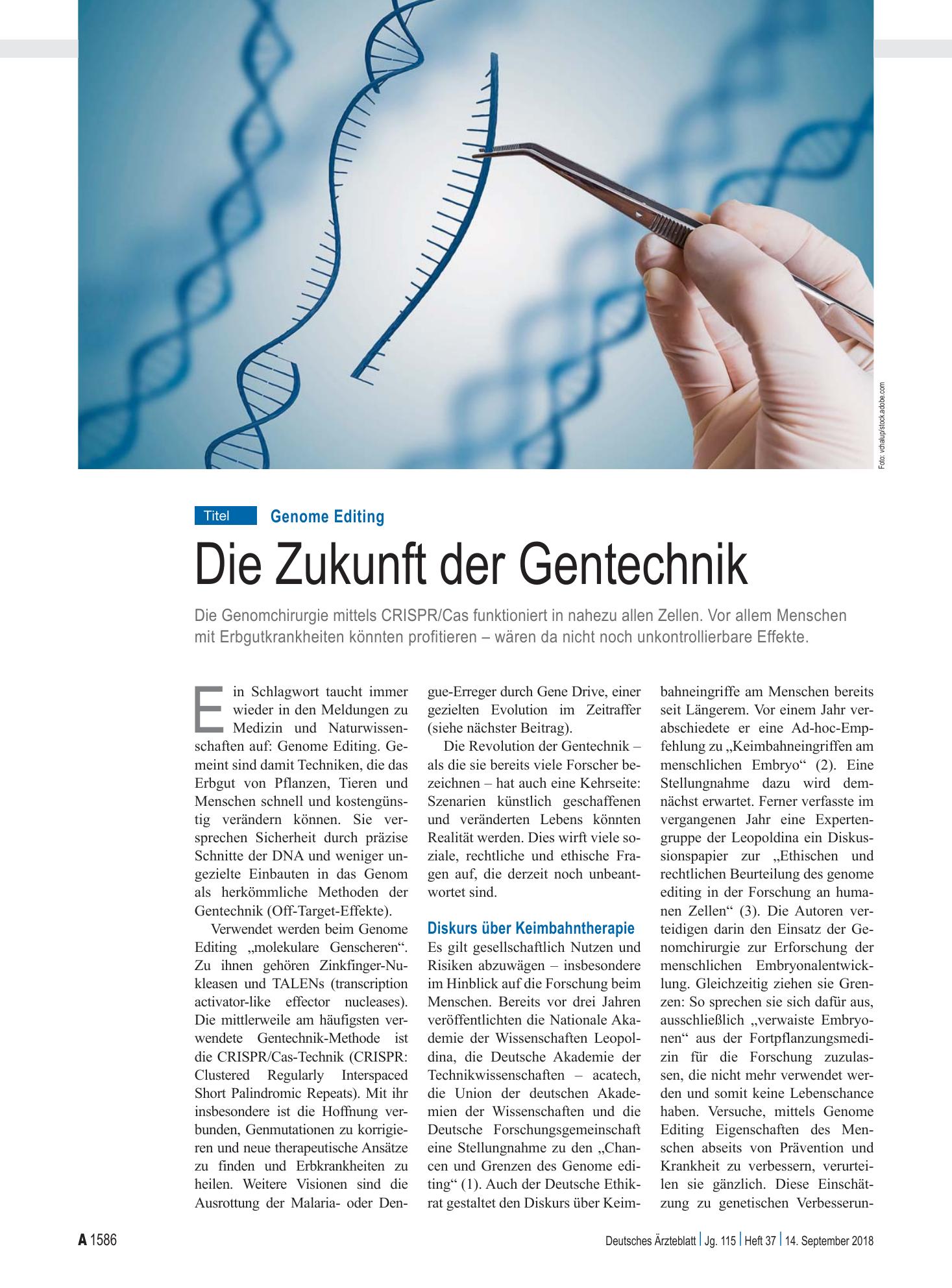 Vorschauseite 1: Genome Editing: Die Zukunft der Gentechnik – Deutsches Ärzteblatt