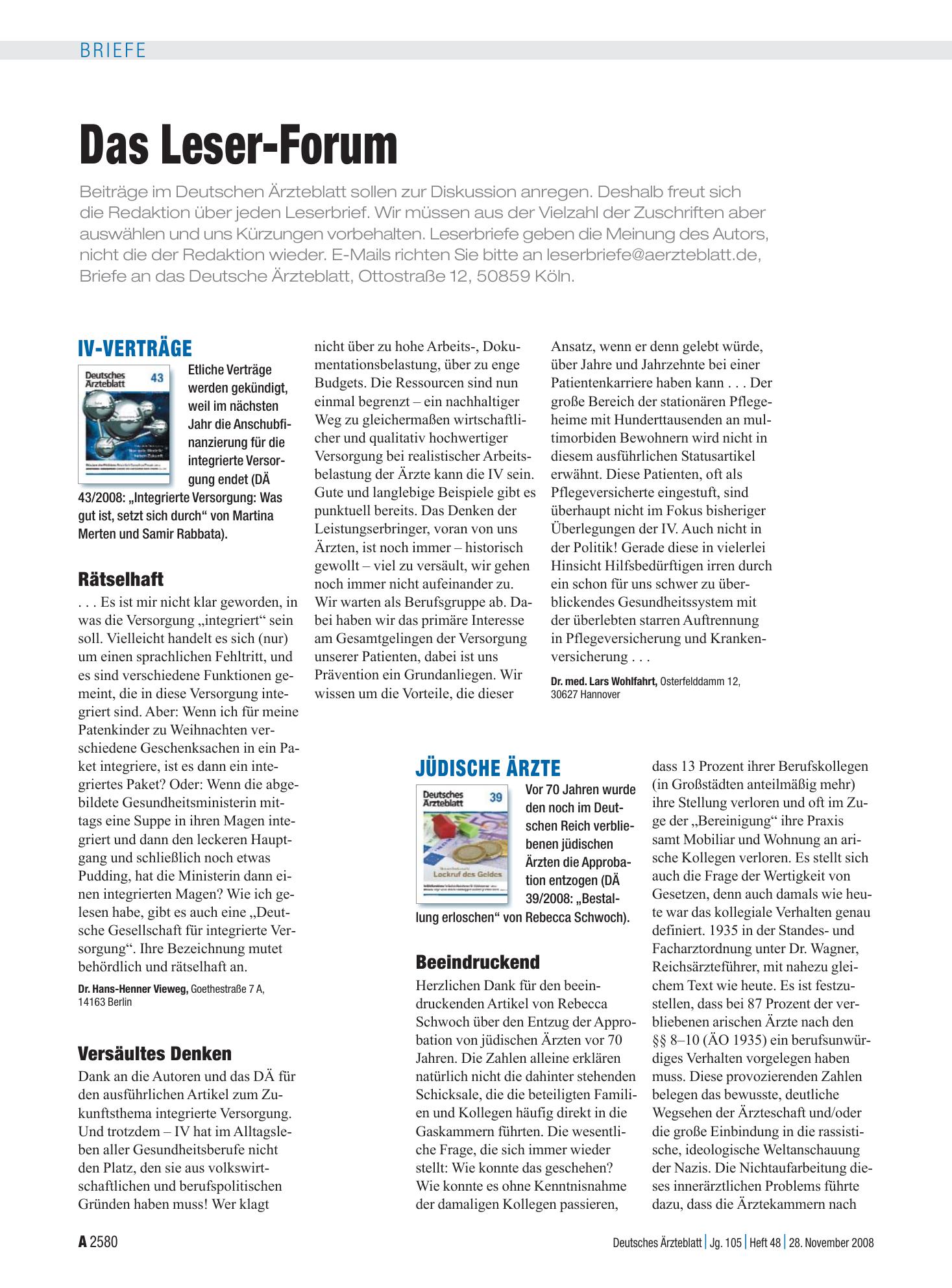 Vorschauseite 1: IV-Verträge: Rätselhaft – Deutsches Ärzteblatt