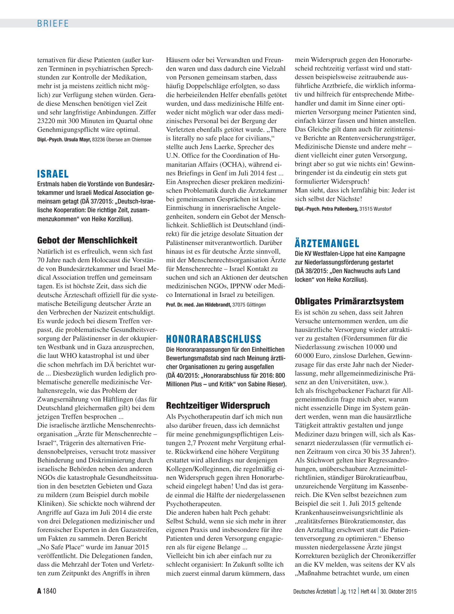 Vorschauseite 1: Honorarabschluss: Rechtzeitiger Widerspruch – Deutsches Ärzteblatt