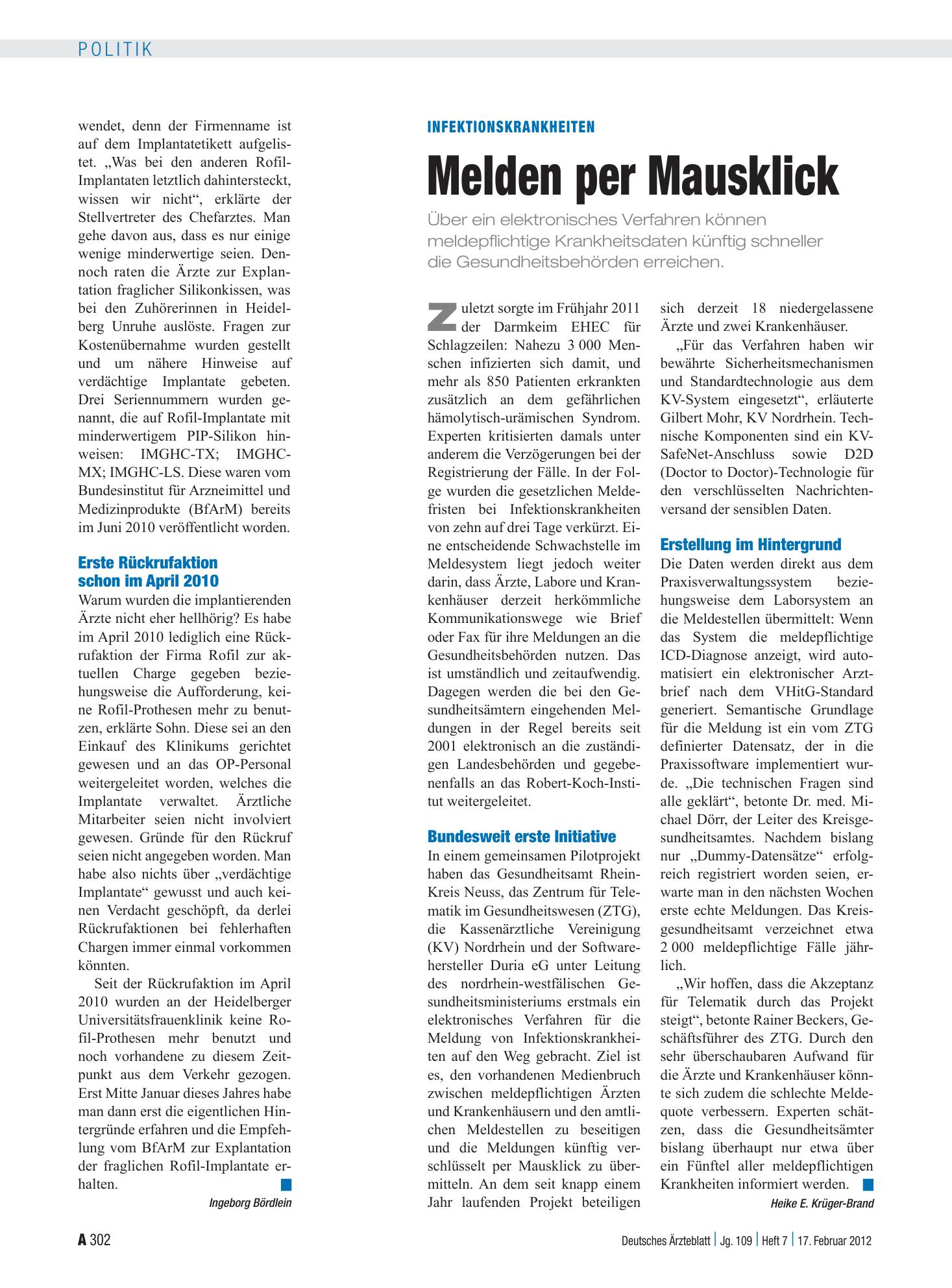 Vorschauseite 1: Infektionskrankheiten: Melden per Mausklick – Deutsches Ärzteblatt
