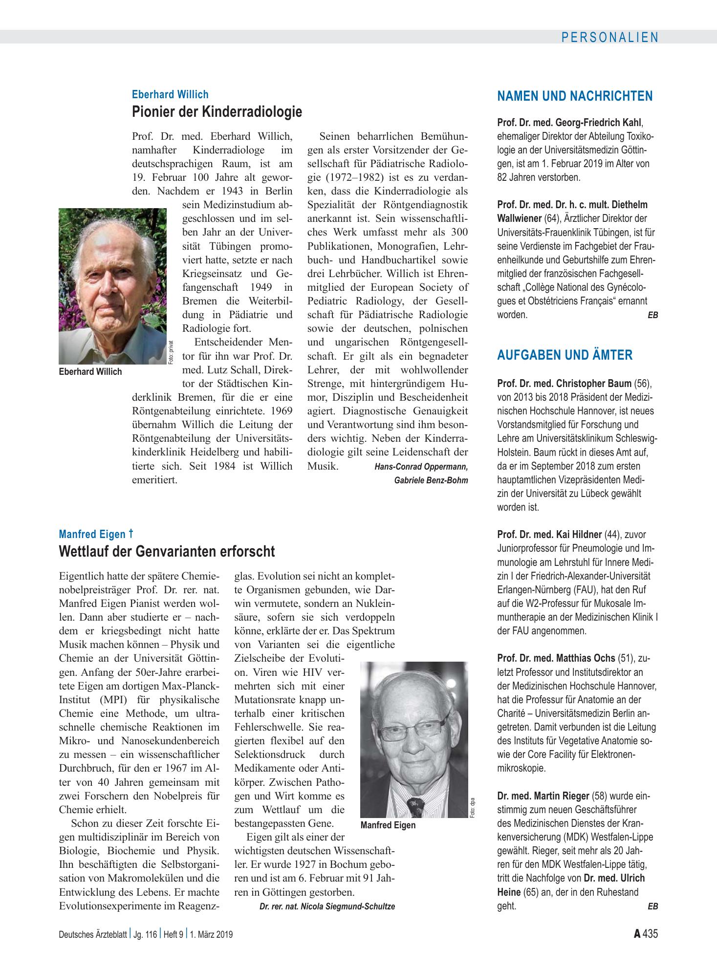 Vorschauseite 1: Aufgaben und Ämter – Deutsches Ärzteblatt