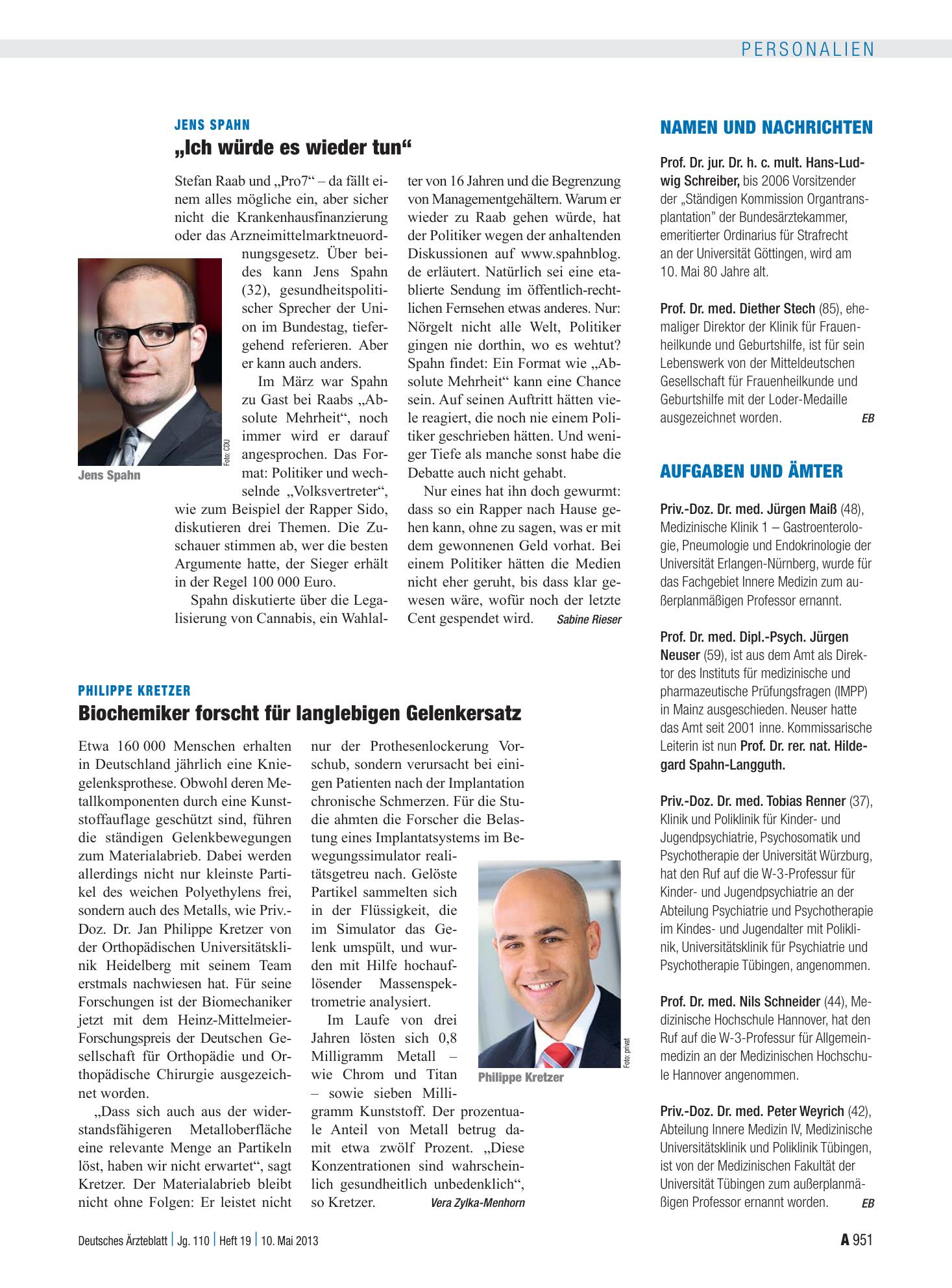 Vorschauseite 1: Aufgaben und Ämter – Deutsches Ärzteblatt