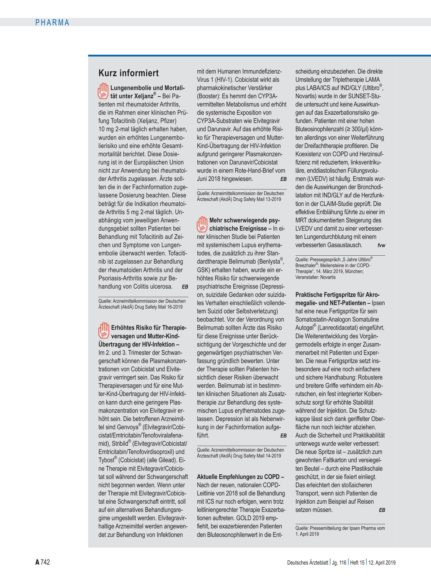 Vorschauseite 1: Kurz informiert – Deutsches Ärzteblatt