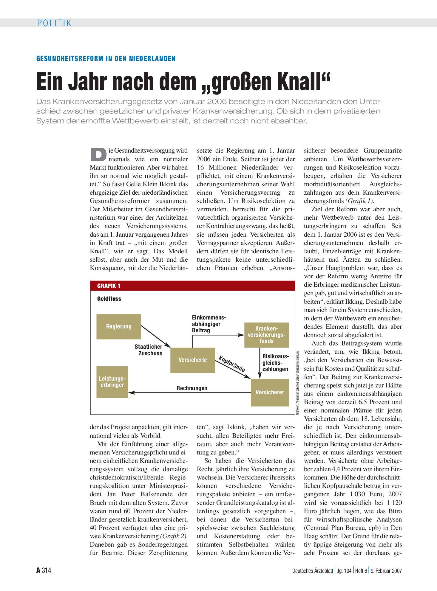 Vorschauseite 1: Gesundheitsreform in den Niederlanden: Ein Jahr nach dem „großen Knall“ – Deutsches Ärzteblatt
