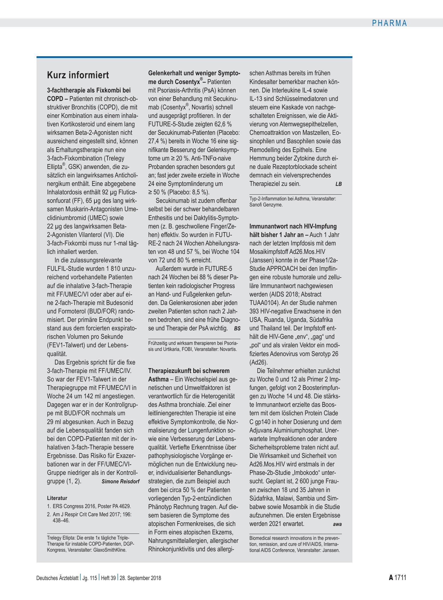 Vorschauseite 1: Kurz informiert – Deutsches Ärzteblatt