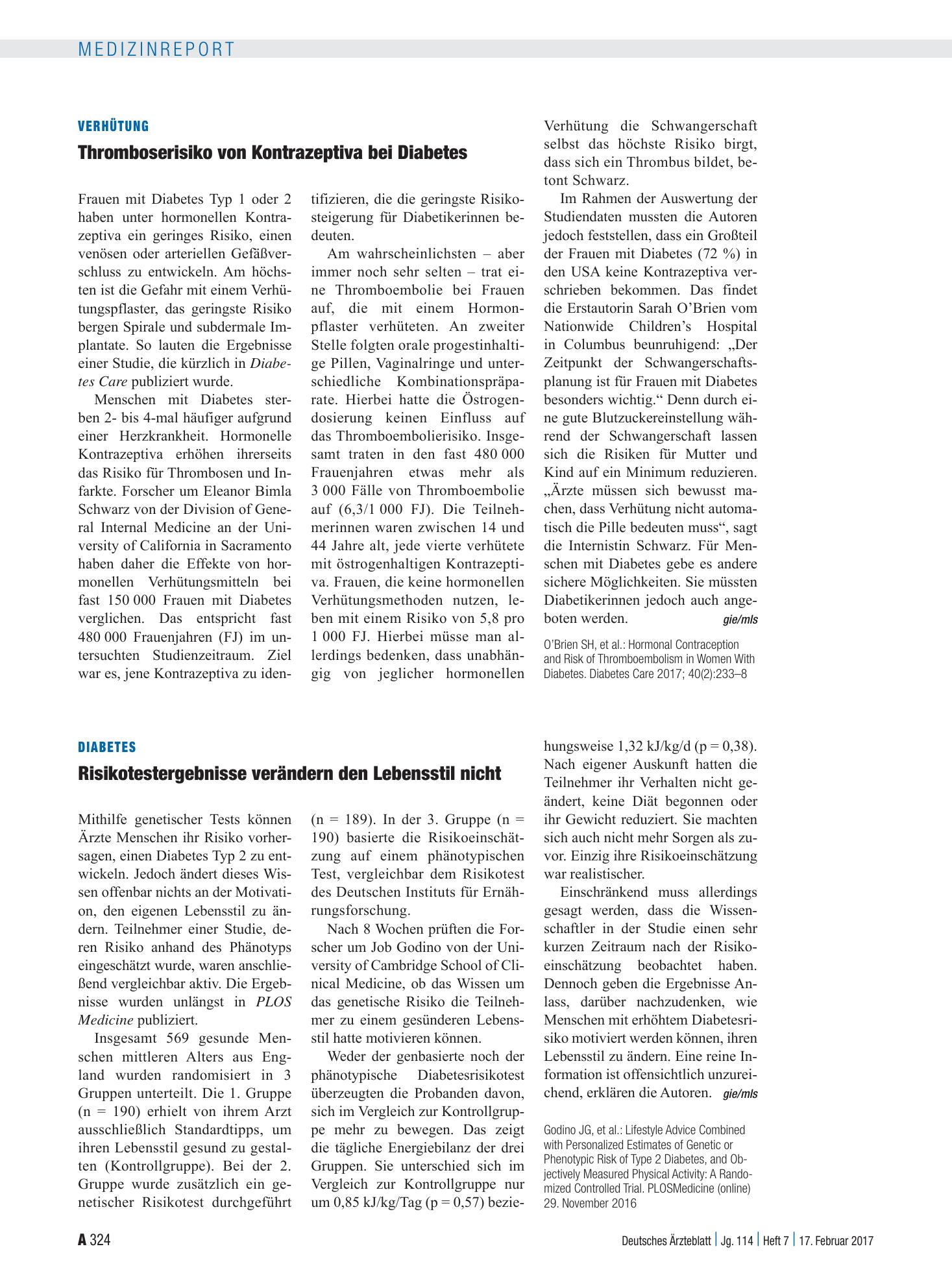 Vorschauseite 1: Diabetes: Risikotestergebnisse verändern den Lebensstil nicht – Deutsches Ärzteblatt