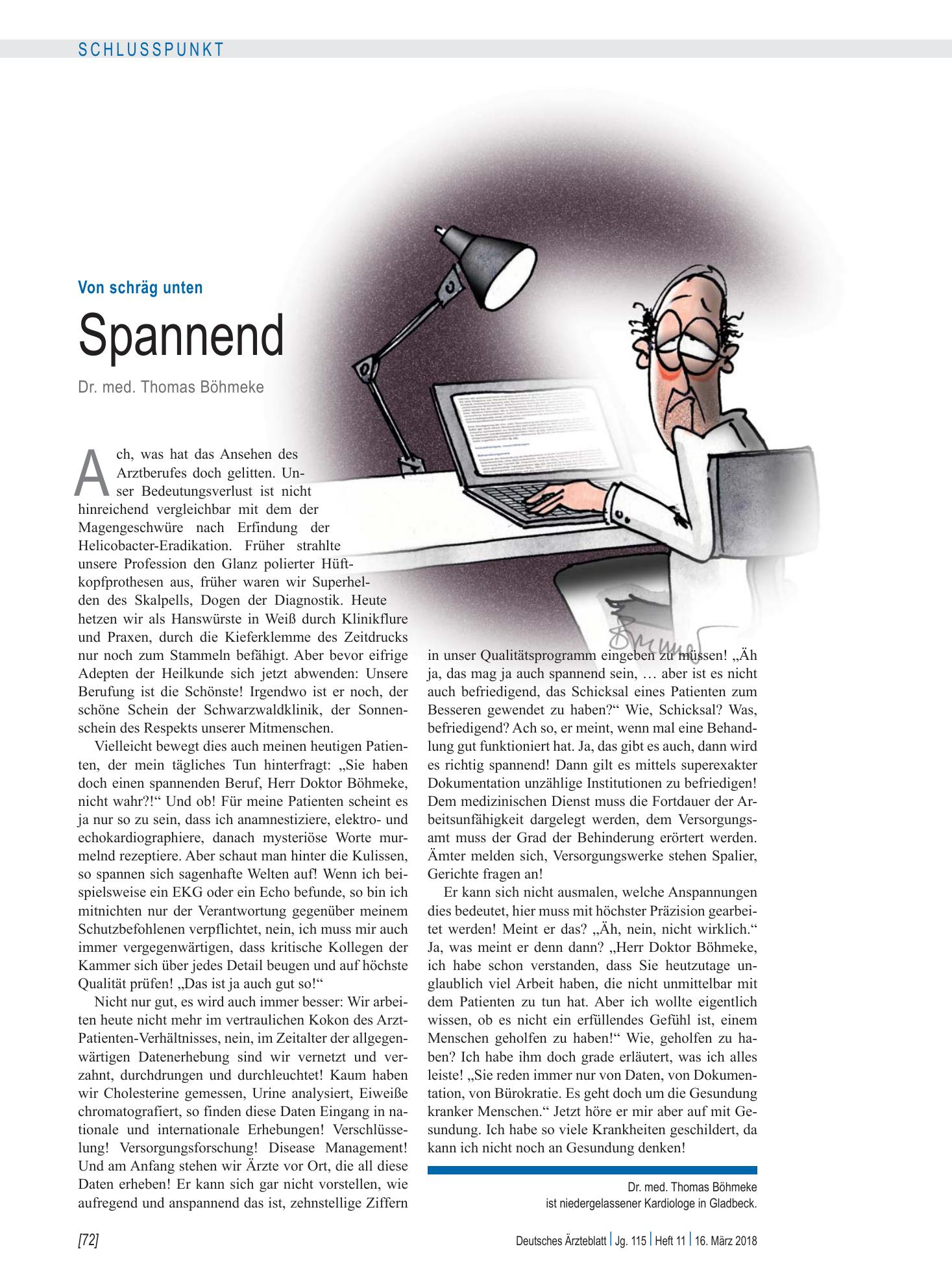 Vorschauseite 1: Von schräg unten: Spannend – Deutsches Ärzteblatt