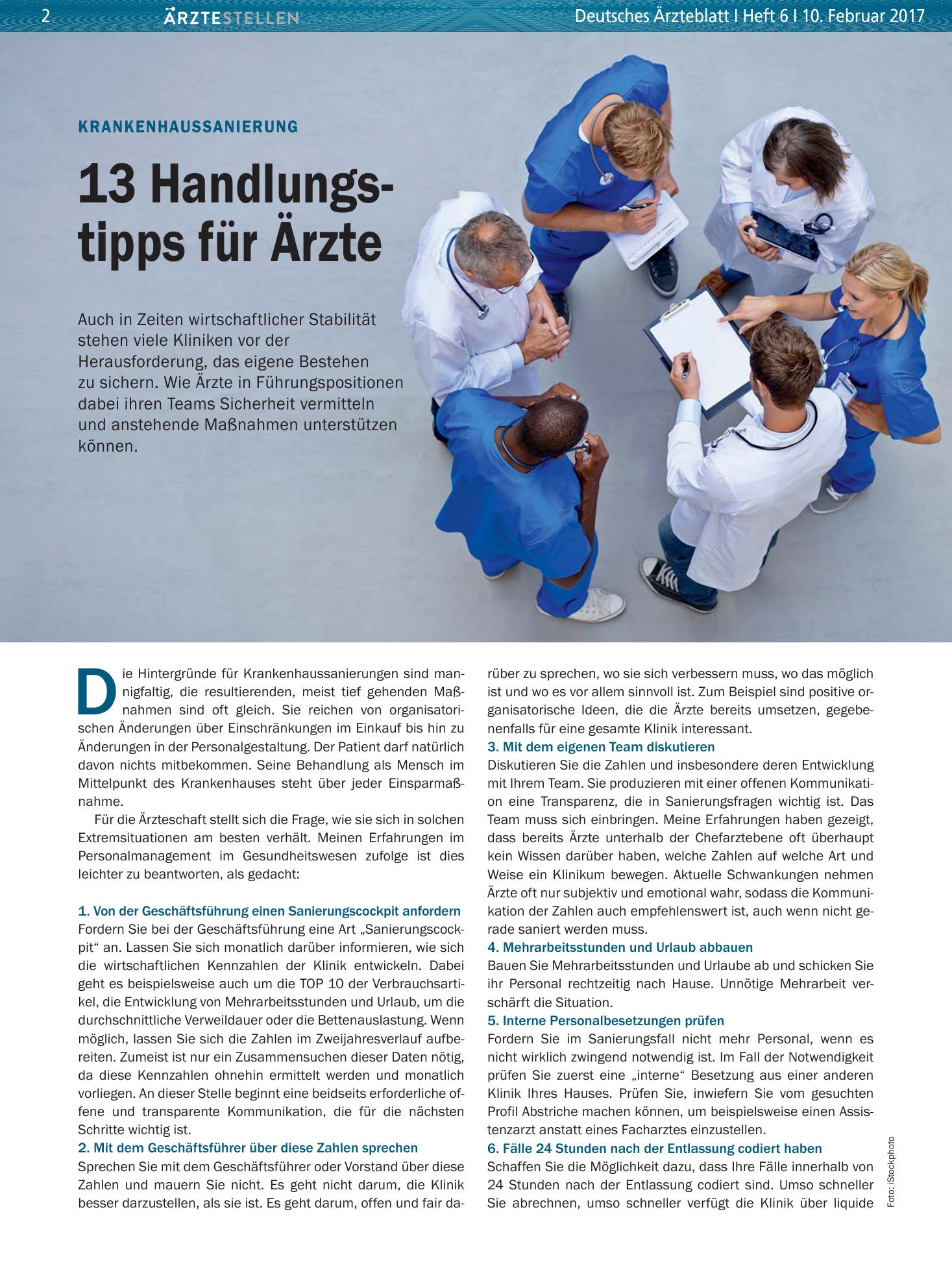 Vorschauseite 1: Krankenhaussanierung: 13 Handlungstipps für Ärzte – Deutsches Ärzteblatt