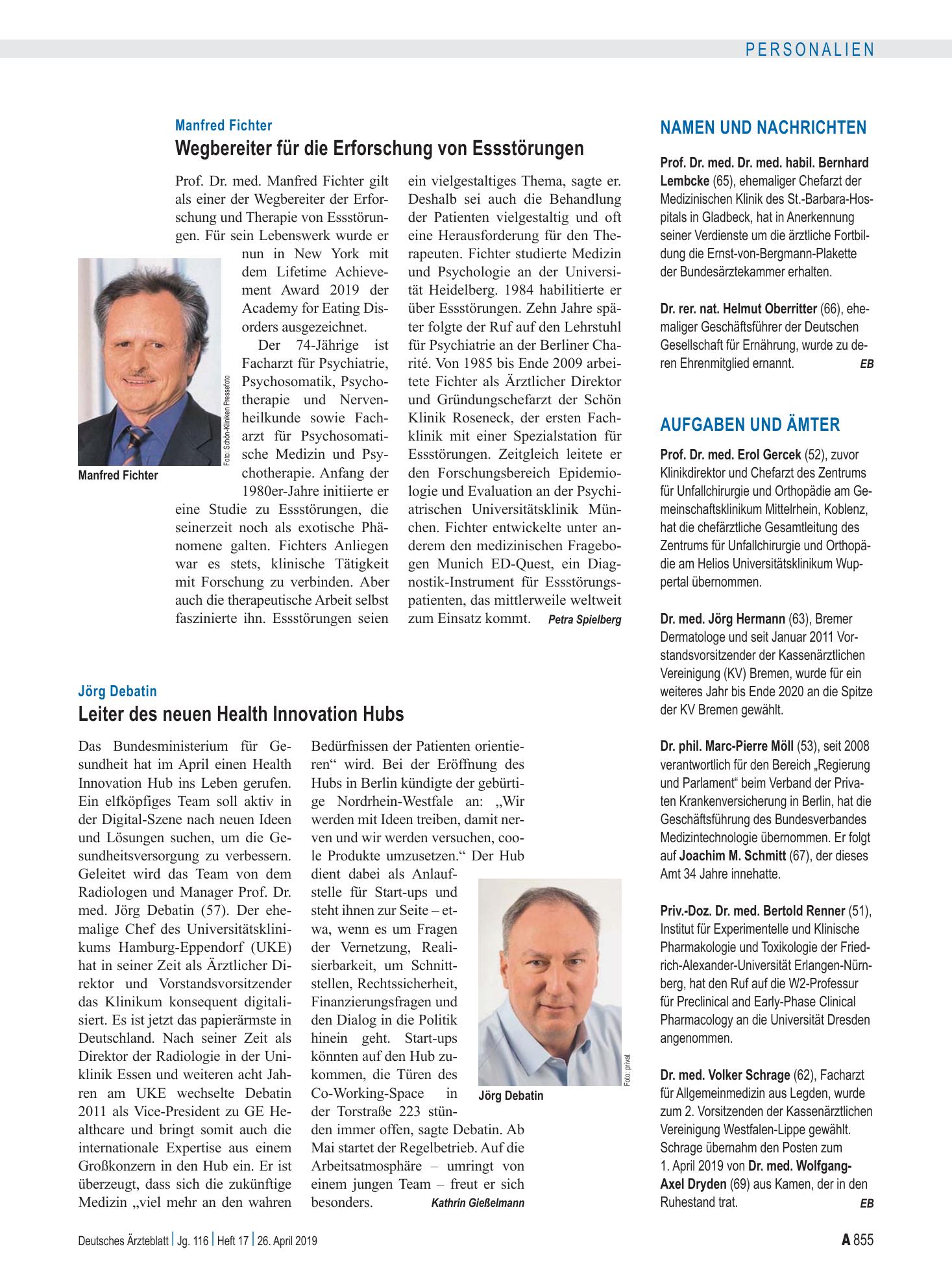 Vorschauseite 1: Aufgaben und Ämter – Deutsches Ärzteblatt