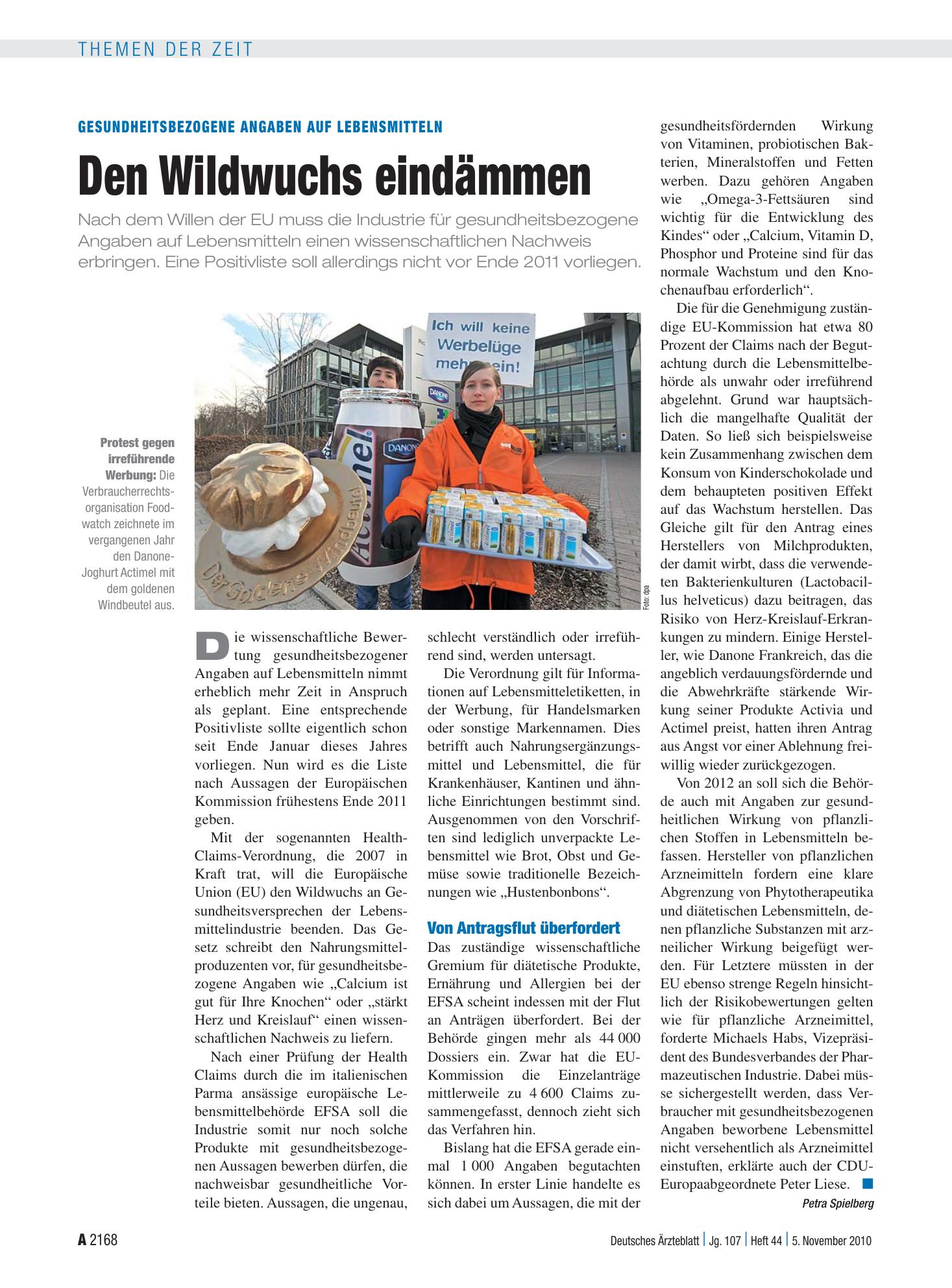 Vorschauseite 1: Gesundheitsbezogene Angaben auf Lebensmitteln: Den Wildwuchs eindämmen – Deutsches Ärzteblatt