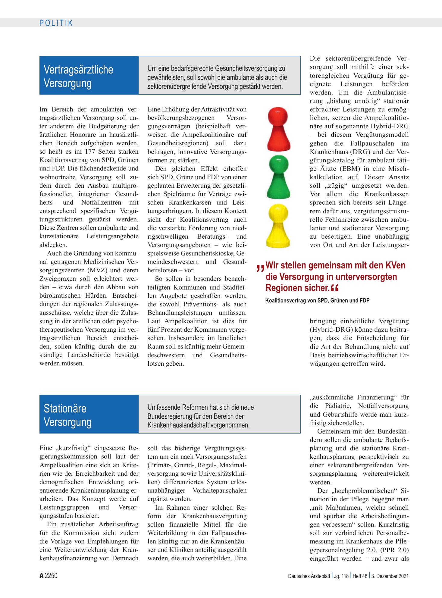 Vorschauseite 1: Dokumentation: Übersicht über die gesundheitspolitischen Passagen des Koalitionsvertrages – Deutsches Ärzteblatt