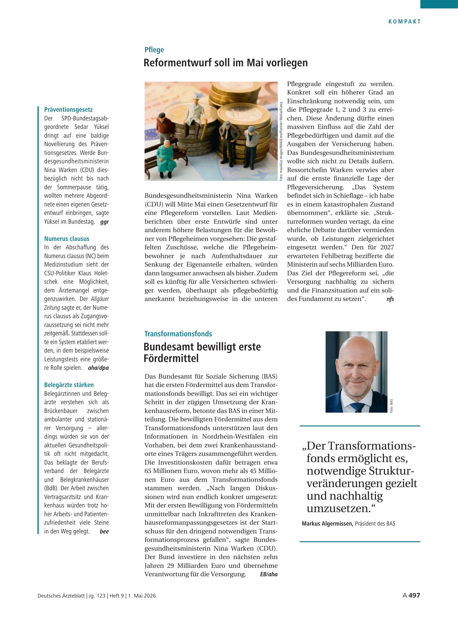 Vorschauseite 1: Zitat Markus Algermissen – Deutsches Ärzteblatt