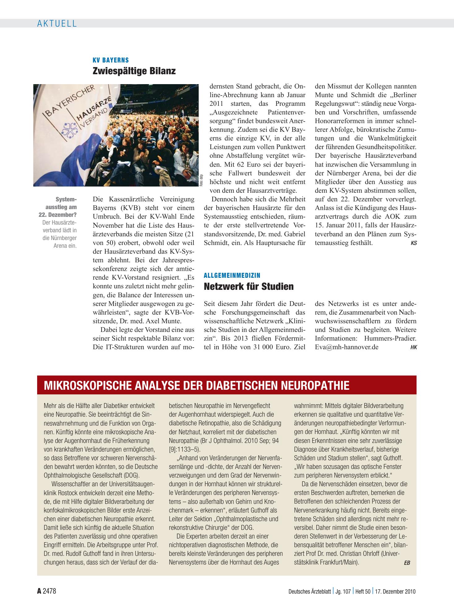 Vorschauseite 1: Allgemeinmedizin: Netzwerk für Studien – Deutsches Ärzteblatt