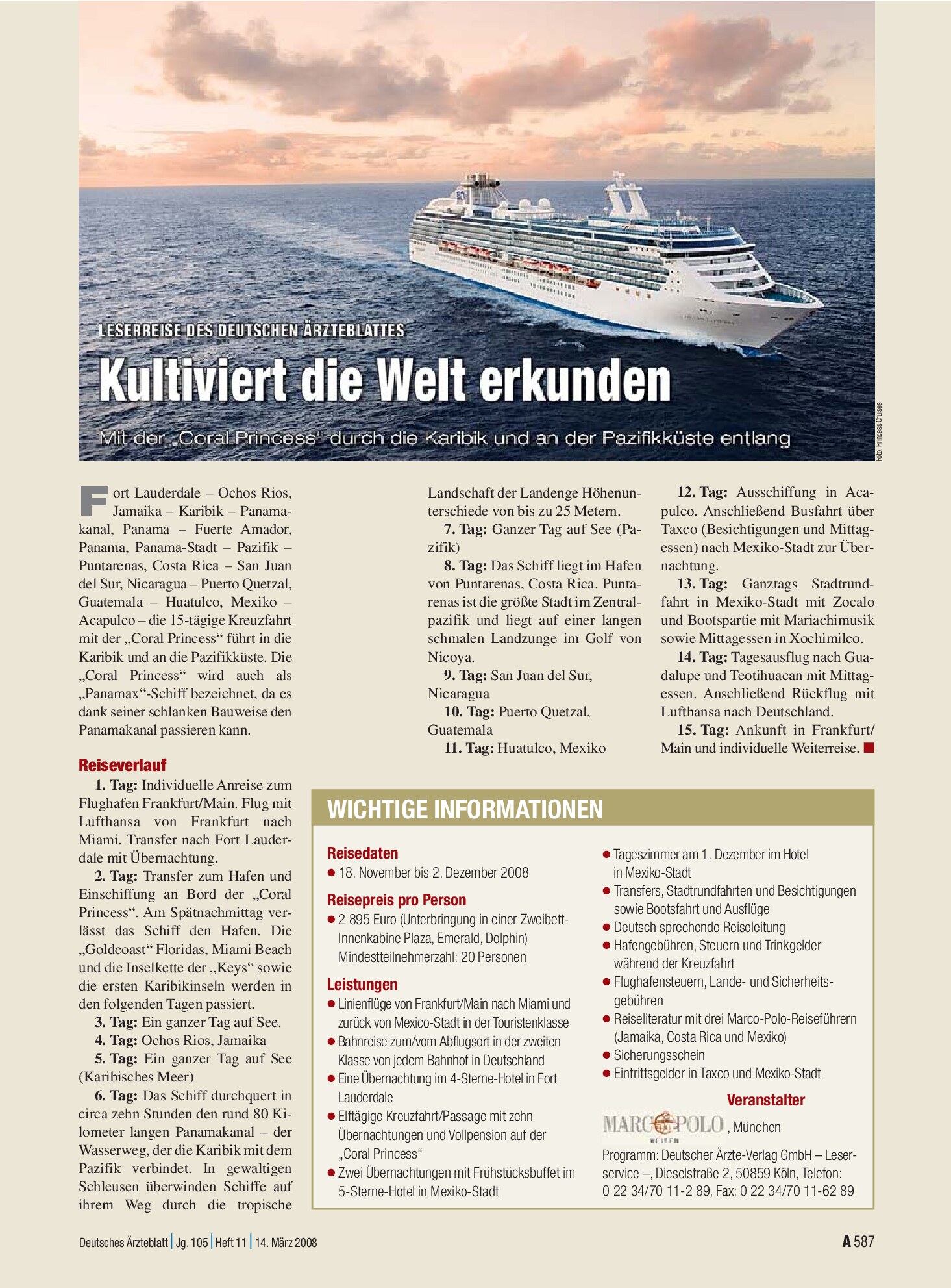 Vorschauseite 1: Leserreise des Deutschen Ärzteblattes: Kultiviert die Welt erkunden – Deutsches Ärzteblatt