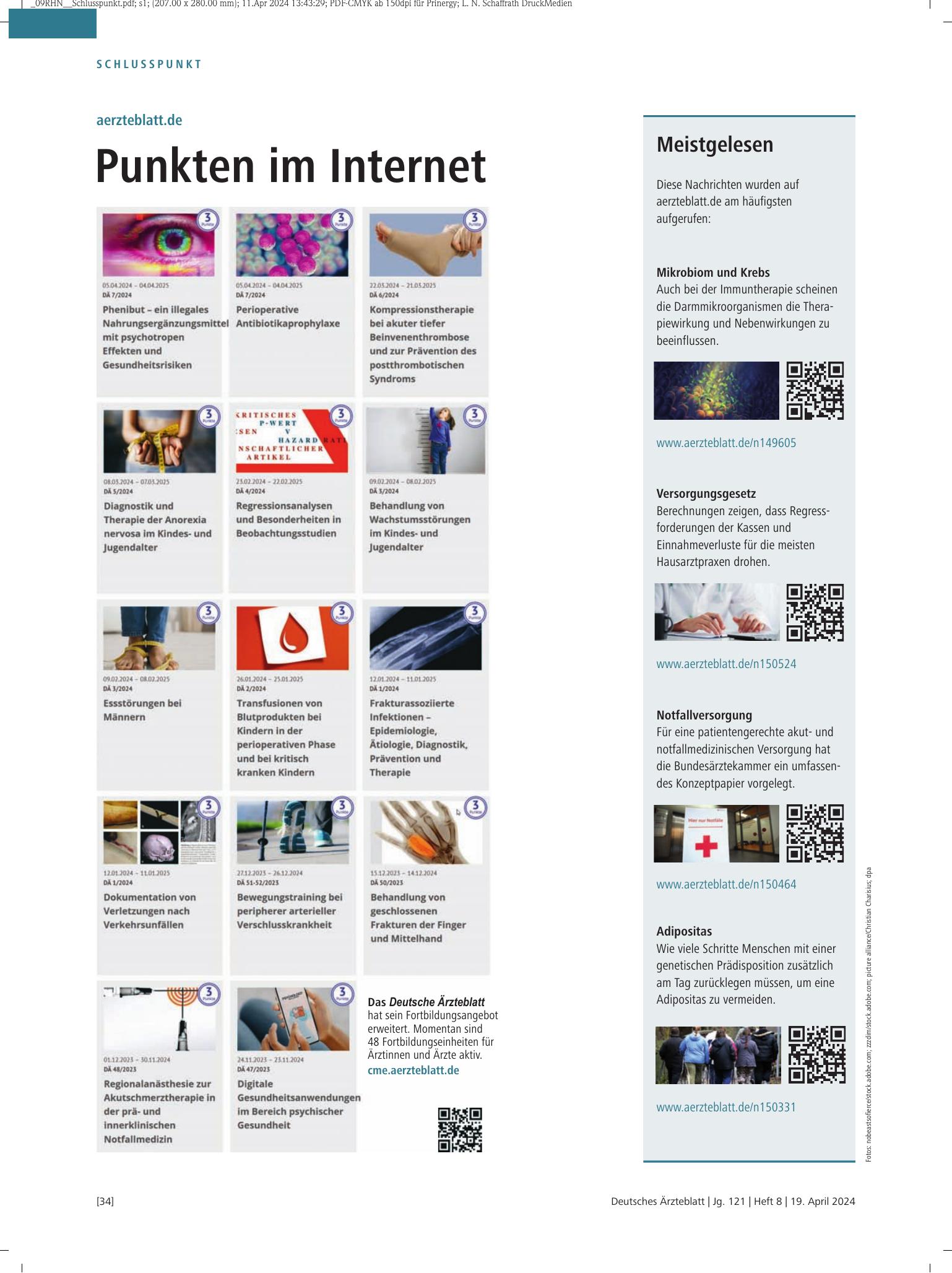 Vorschauseite 1: Meistgelesen – Deutsches Ärzteblatt