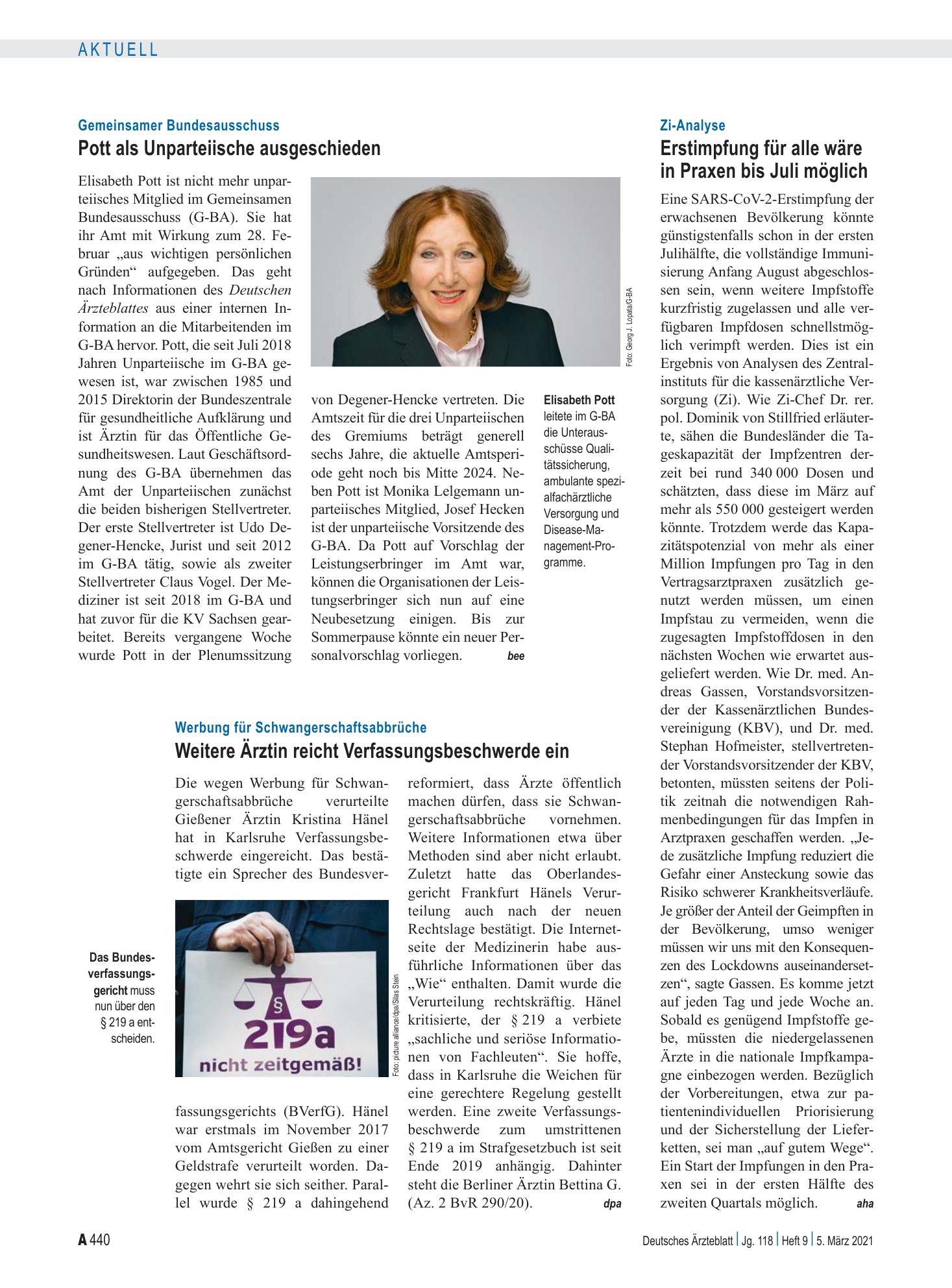 Vorschauseite 1: Werbung für Schwangerschaftsabbrüche: Weitere Ärztin reicht Verfassungsbeschwerde ein – Deutsches Ärzteblatt