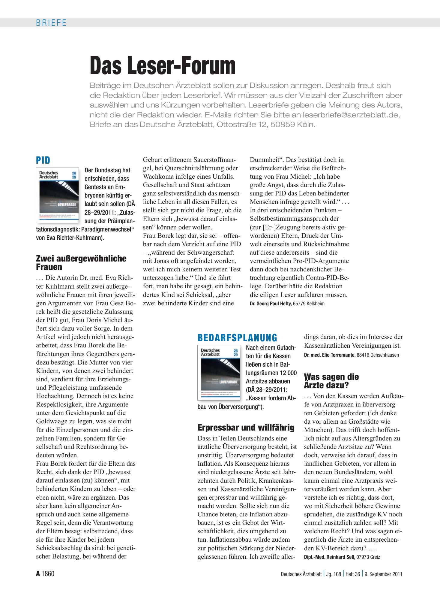 Vorschauseite 1: Bedarfsplanung: Erpressbar und willfährig – Deutsches Ärzteblatt