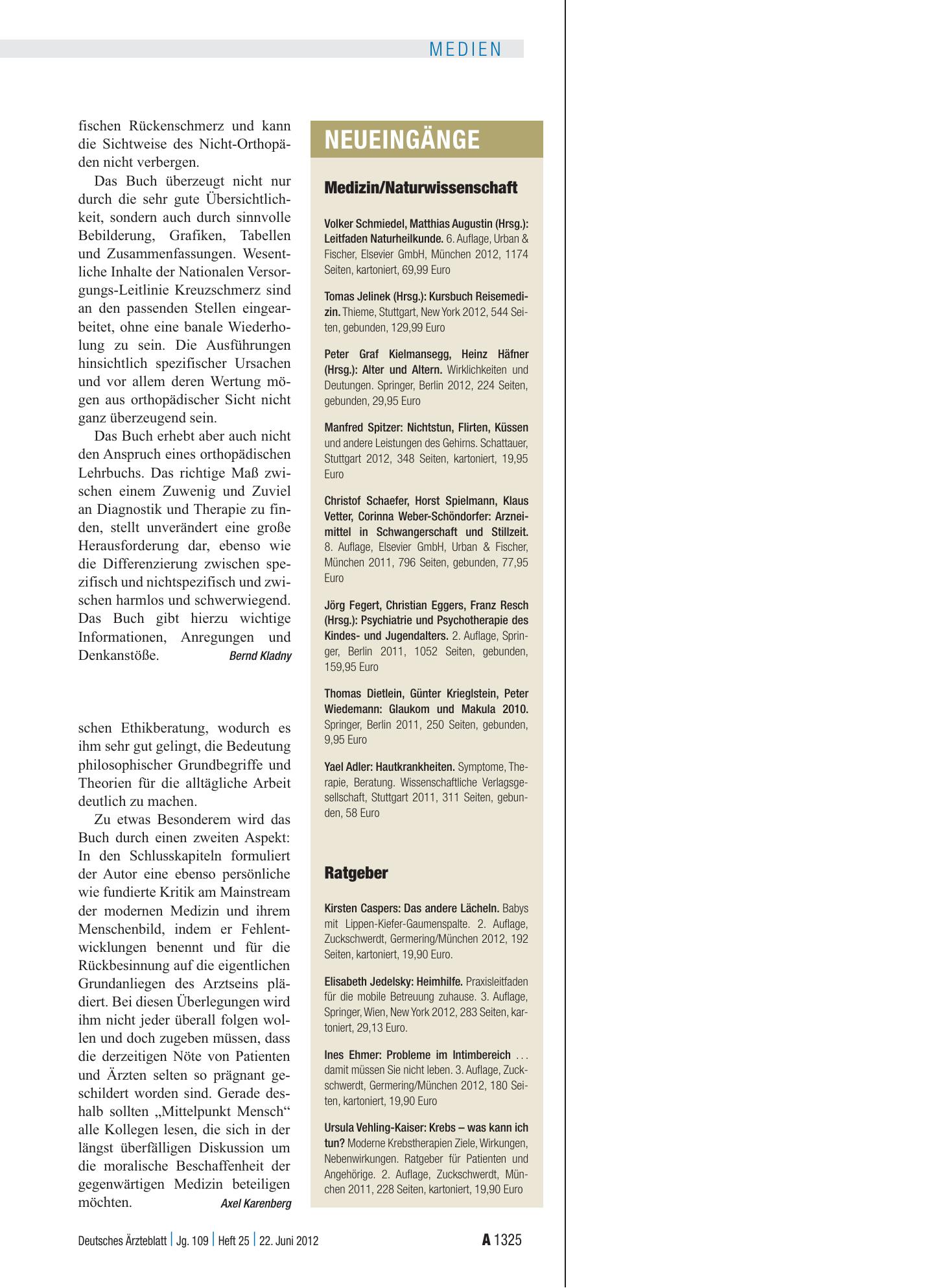 Vorschauseite 1: Neueingänge – Deutsches Ärzteblatt