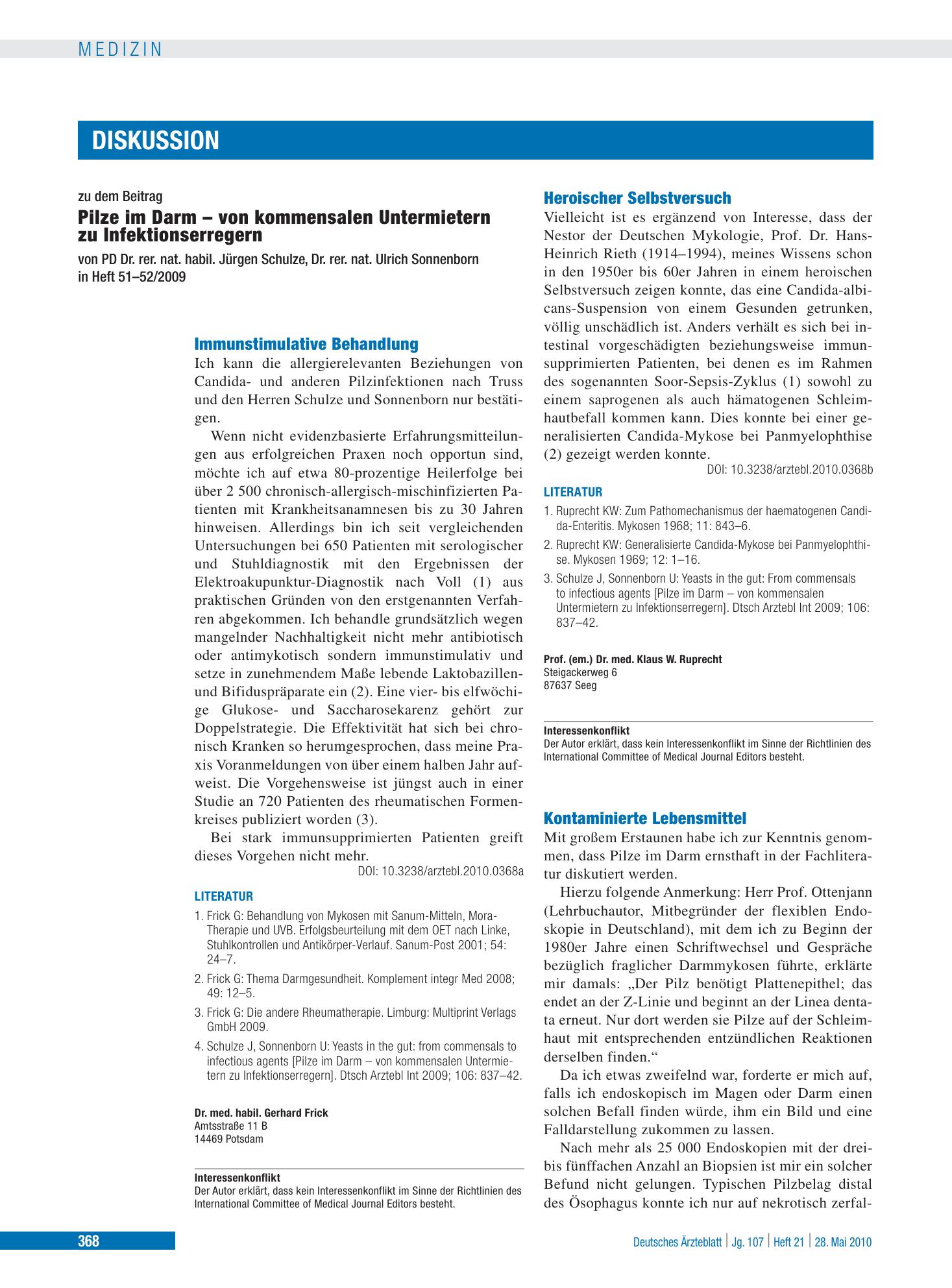 Vorschauseite 1: Immunstimulative Behandlung – Deutsches Ärzteblatt