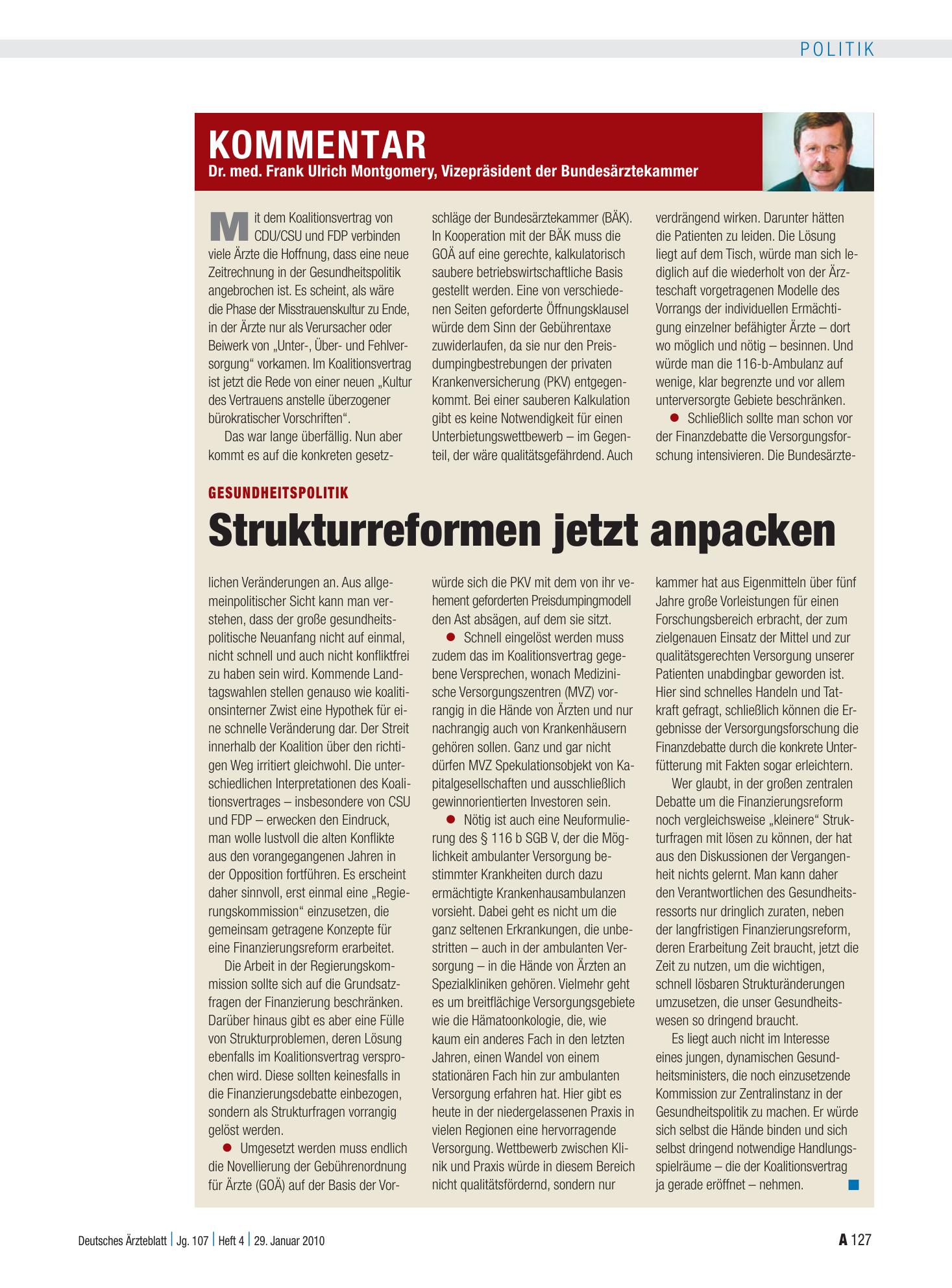 Vorschauseite 1: Gesundheitspolitik: Strukturreformen jetzt anpacken – Deutsches Ärzteblatt