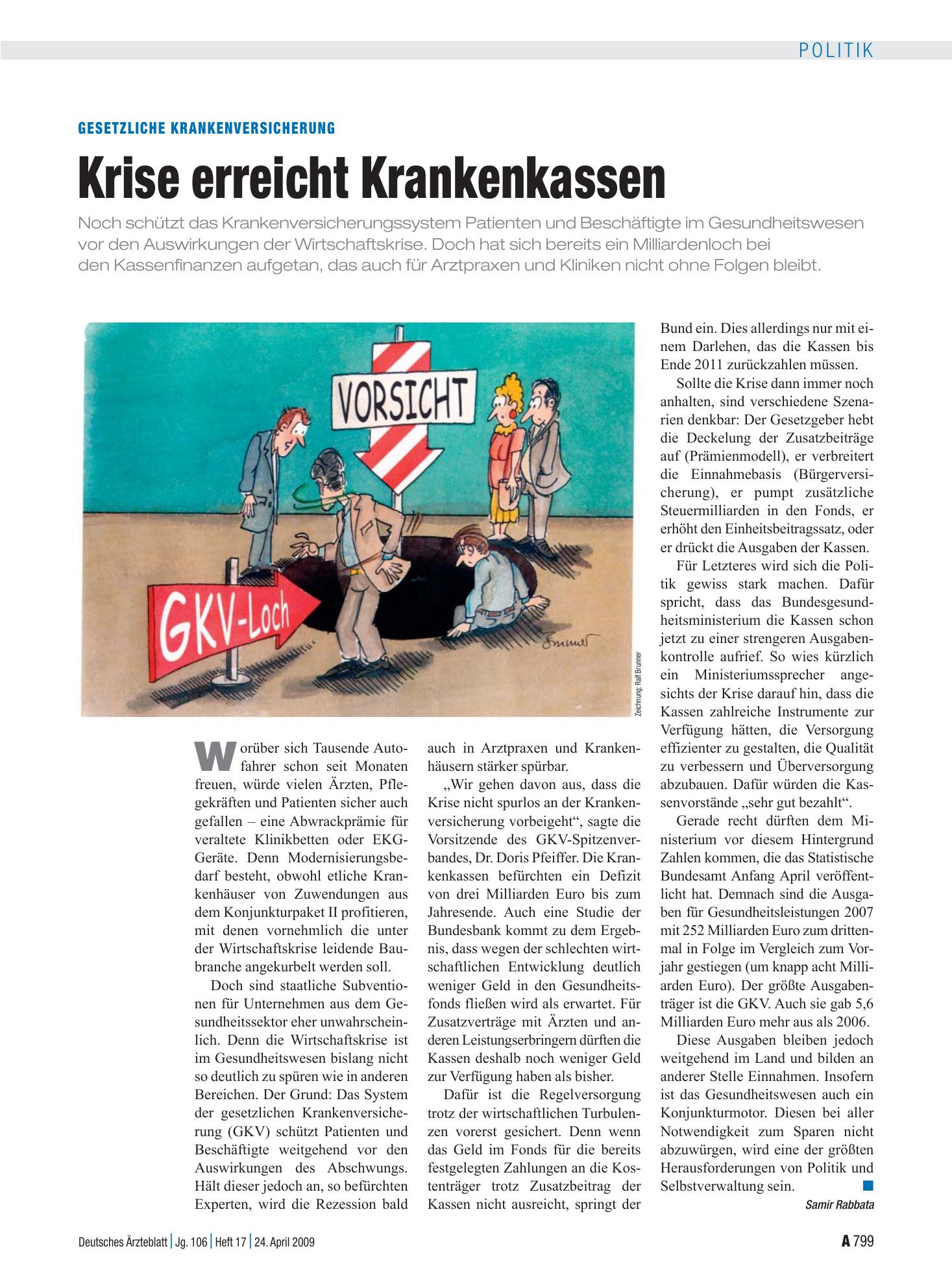 Vorschauseite 1: Gesetzliche Krankenversicherung: Krise erreicht Krankenkassen – Deutsches Ärzteblatt