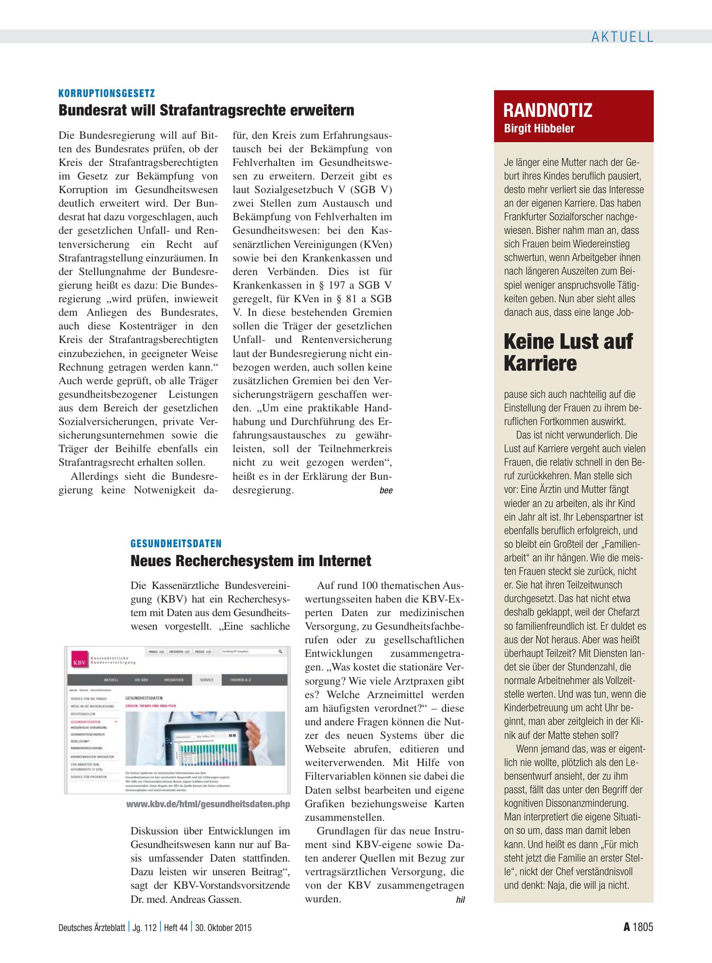 Vorschauseite 1: Gesundheitsdaten: Neues Recherchesystem im Internet – Deutsches Ärzteblatt