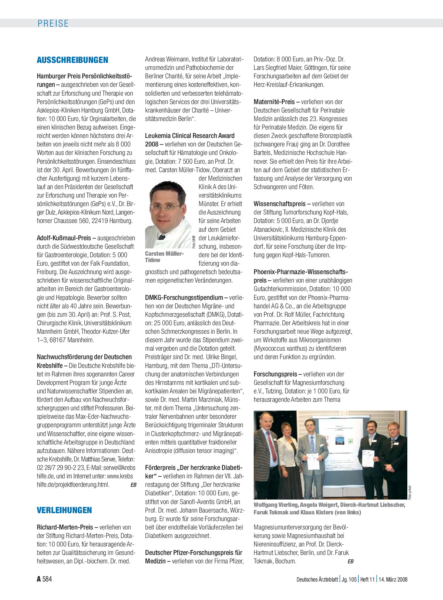 Vorschauseite 1: Ausschreibungen – Deutsches Ärzteblatt