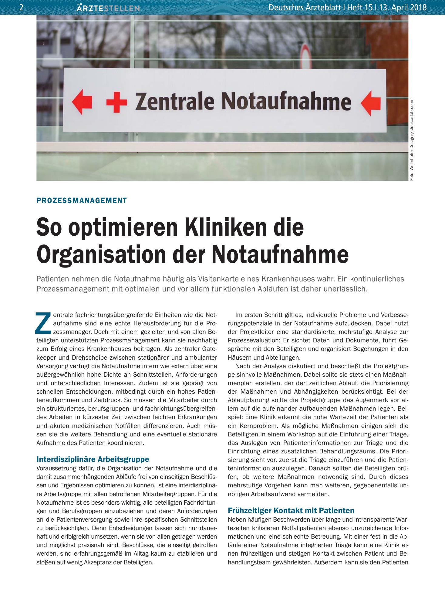 Vorschauseite 1: Prozessmanagement: So optimieren Kliniken die Organisation der Notaufnahme – Deutsches Ärzteblatt