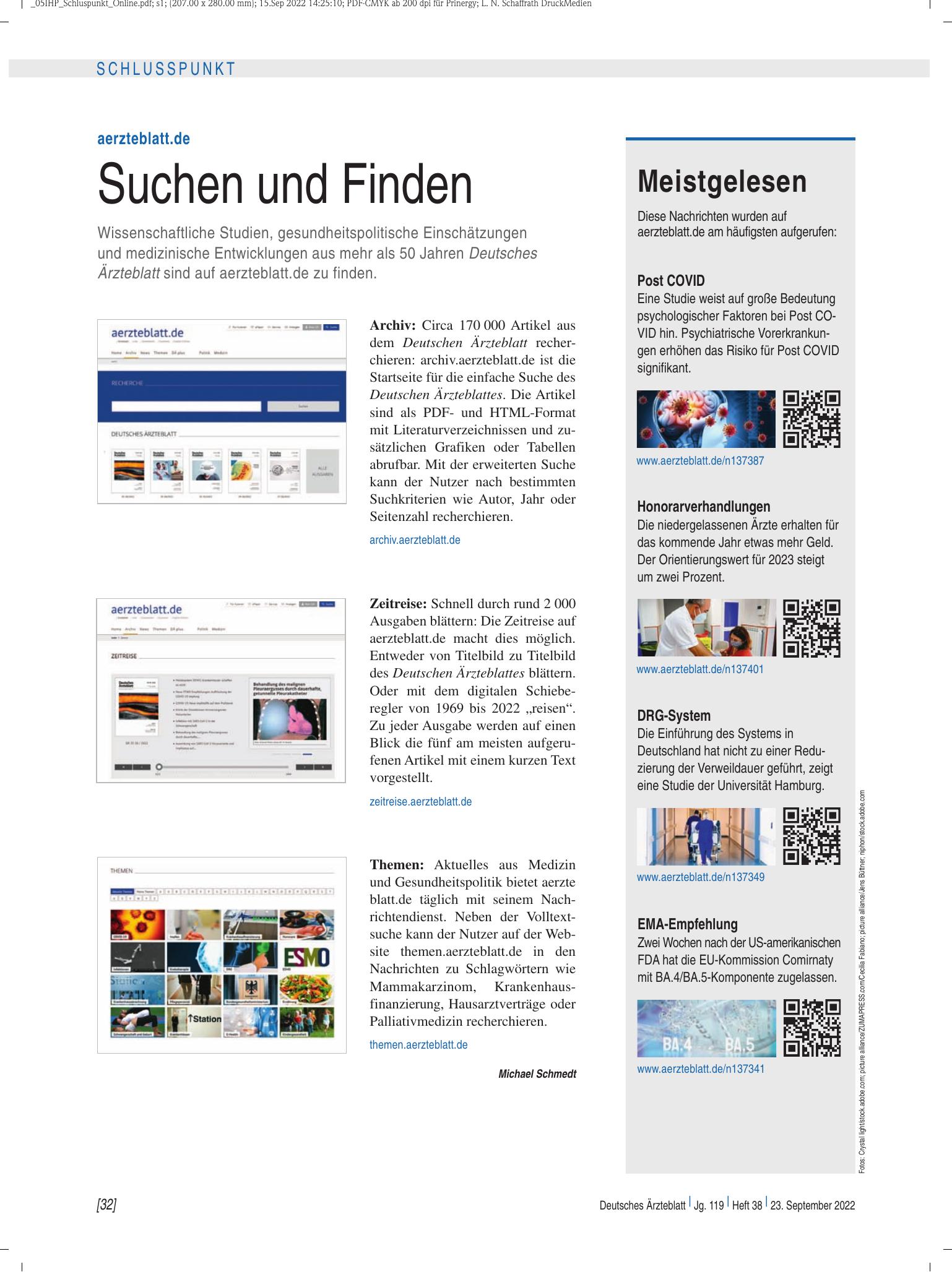 Vorschauseite 1: Meistgelesen – Deutsches Ärzteblatt