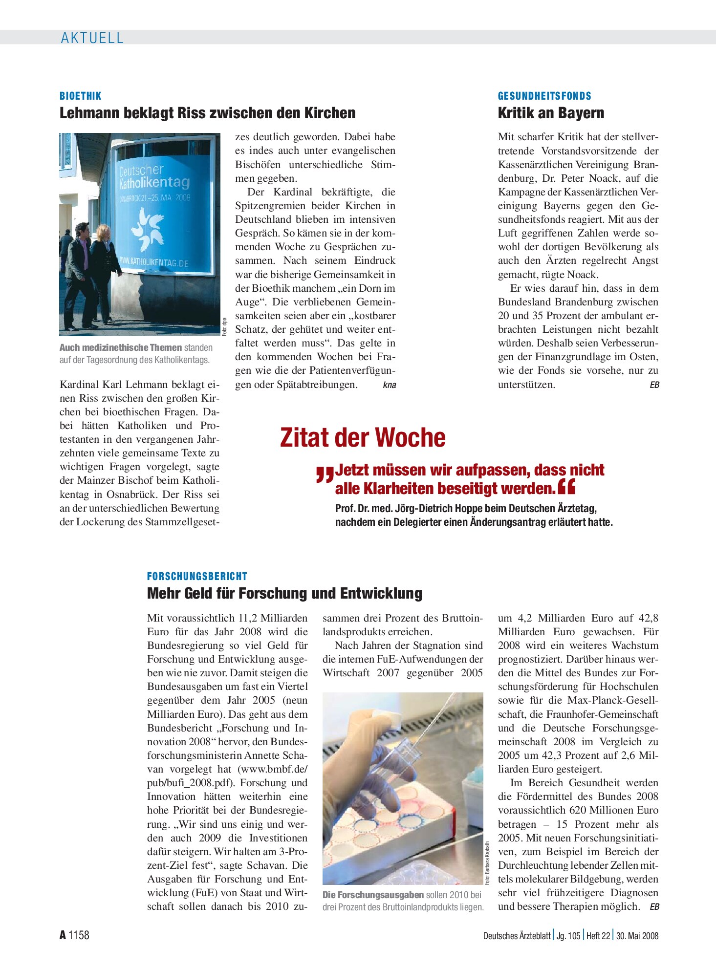 Vorschauseite 1: Gesundheitsfonds: Kritik an Bayern – Deutsches Ärzteblatt