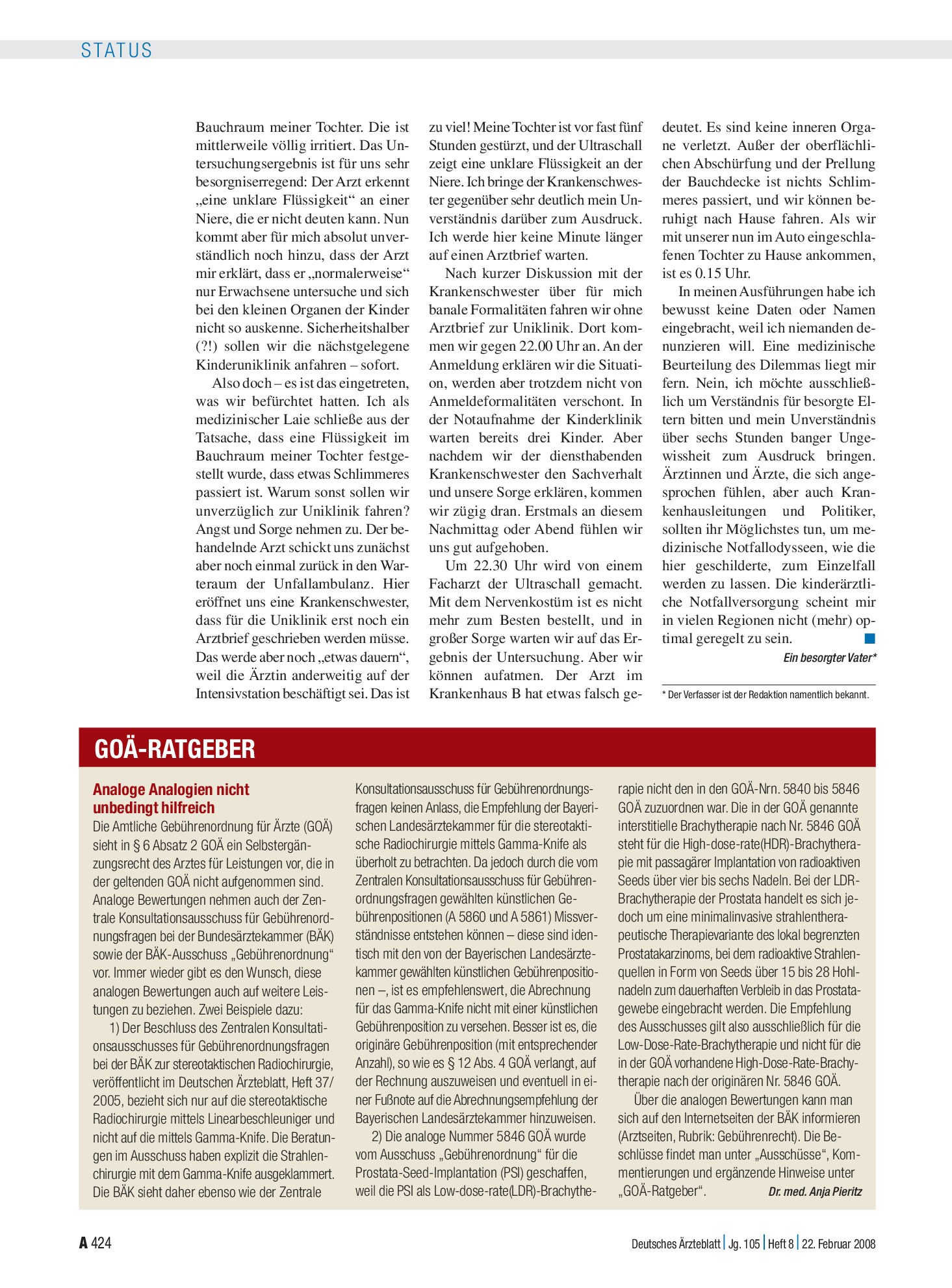 Vorschauseite 1: GOÄ-Ratgeber – Deutsches Ärzteblatt