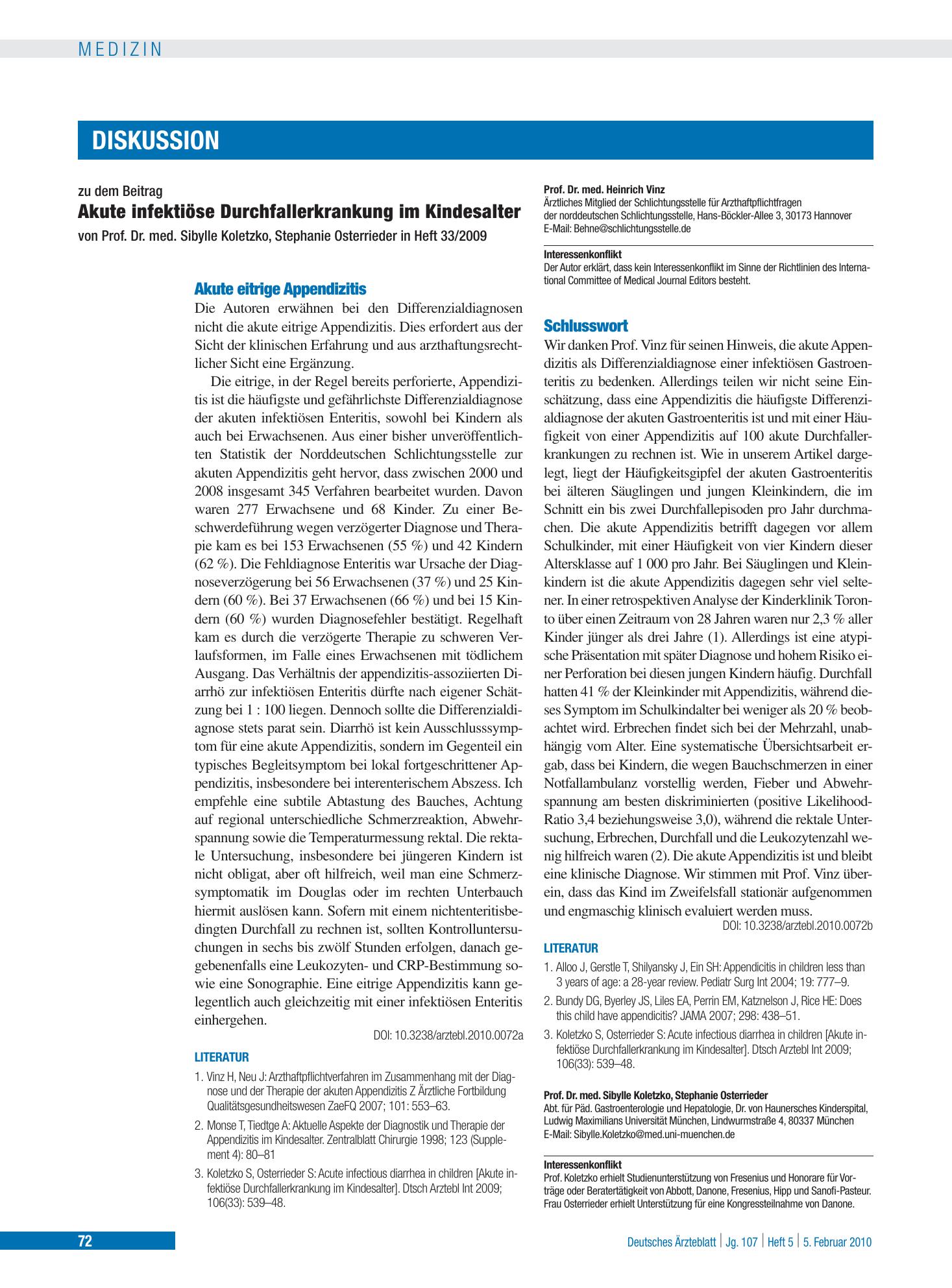 Vorschauseite 1: Akute eitrige Appendizitis – Deutsches Ärzteblatt