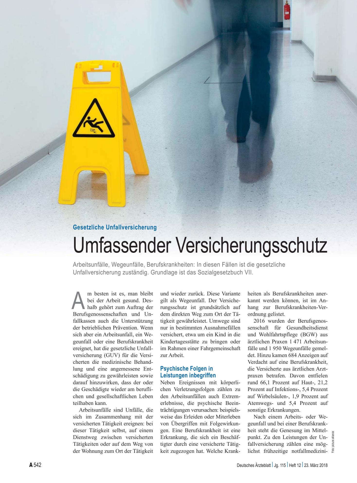 Vorschauseite 1: Gesetzliche Unfallversicherung: Umfassender Versicherungsschutz – Deutsches Ärzteblatt