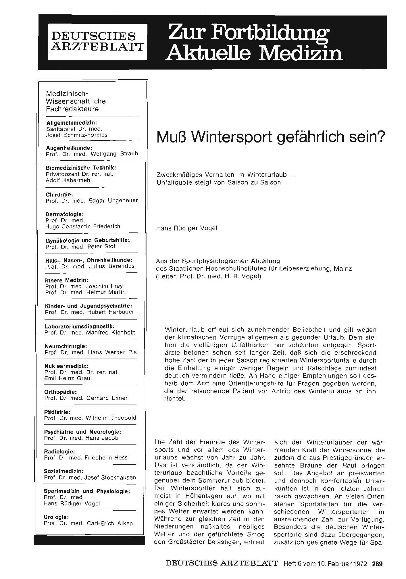 Vorschauseite 1: Muß Wintersport gefährlich sein?