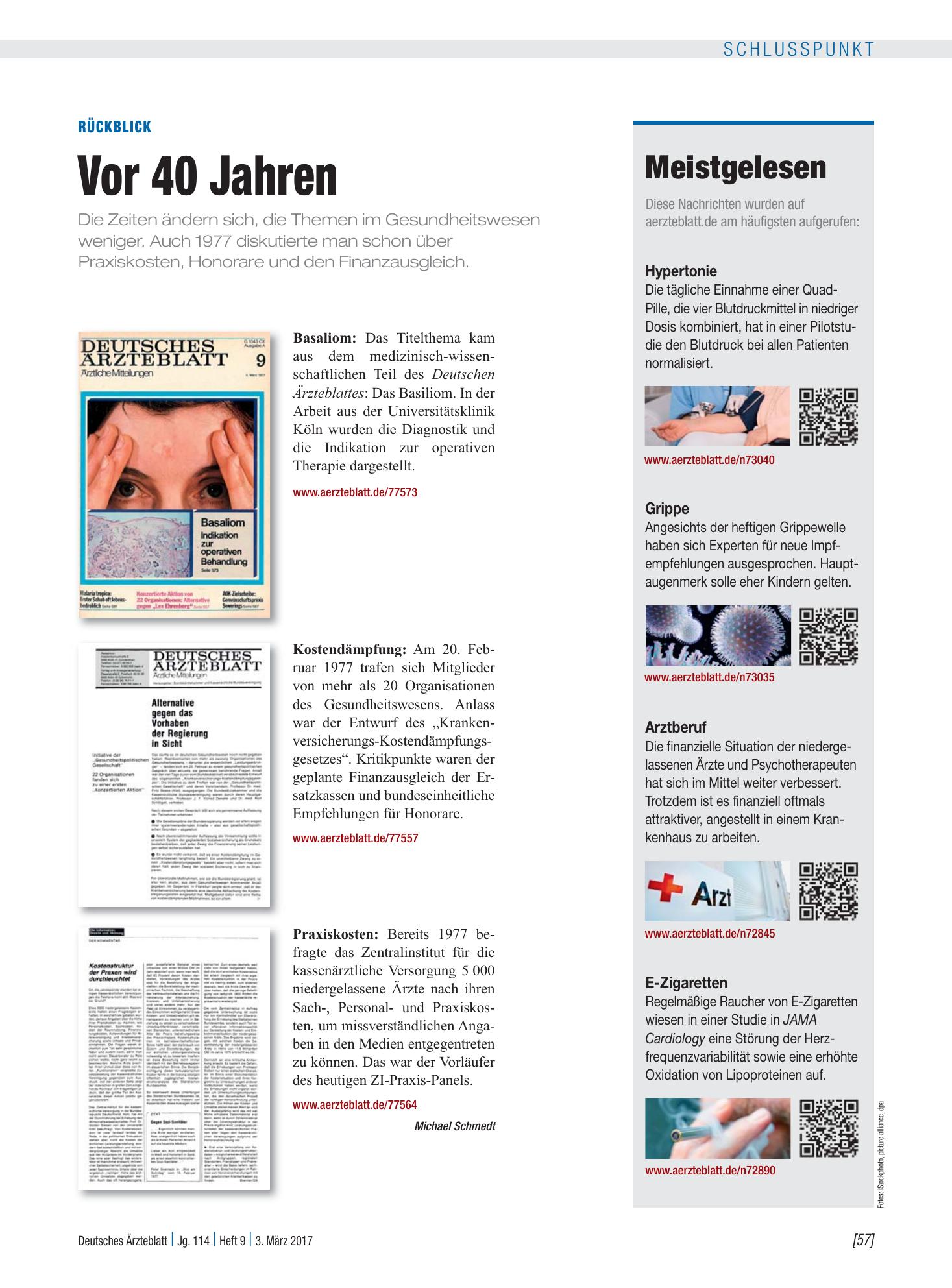 Vorschauseite 1: Meistgelesen – Deutsches Ärzteblatt