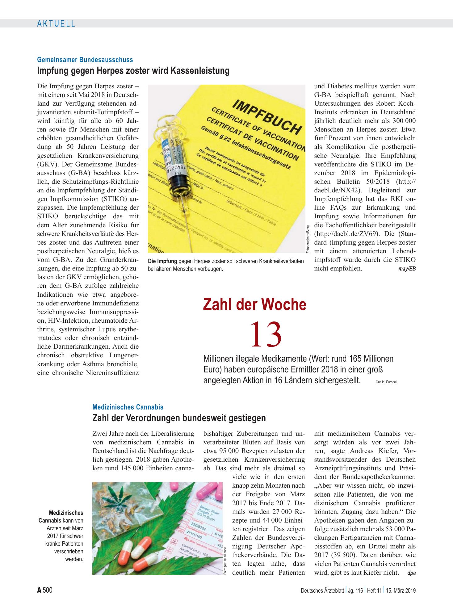 Vorschauseite 1: Zahl der Woche 13 – Deutsches Ärzteblatt