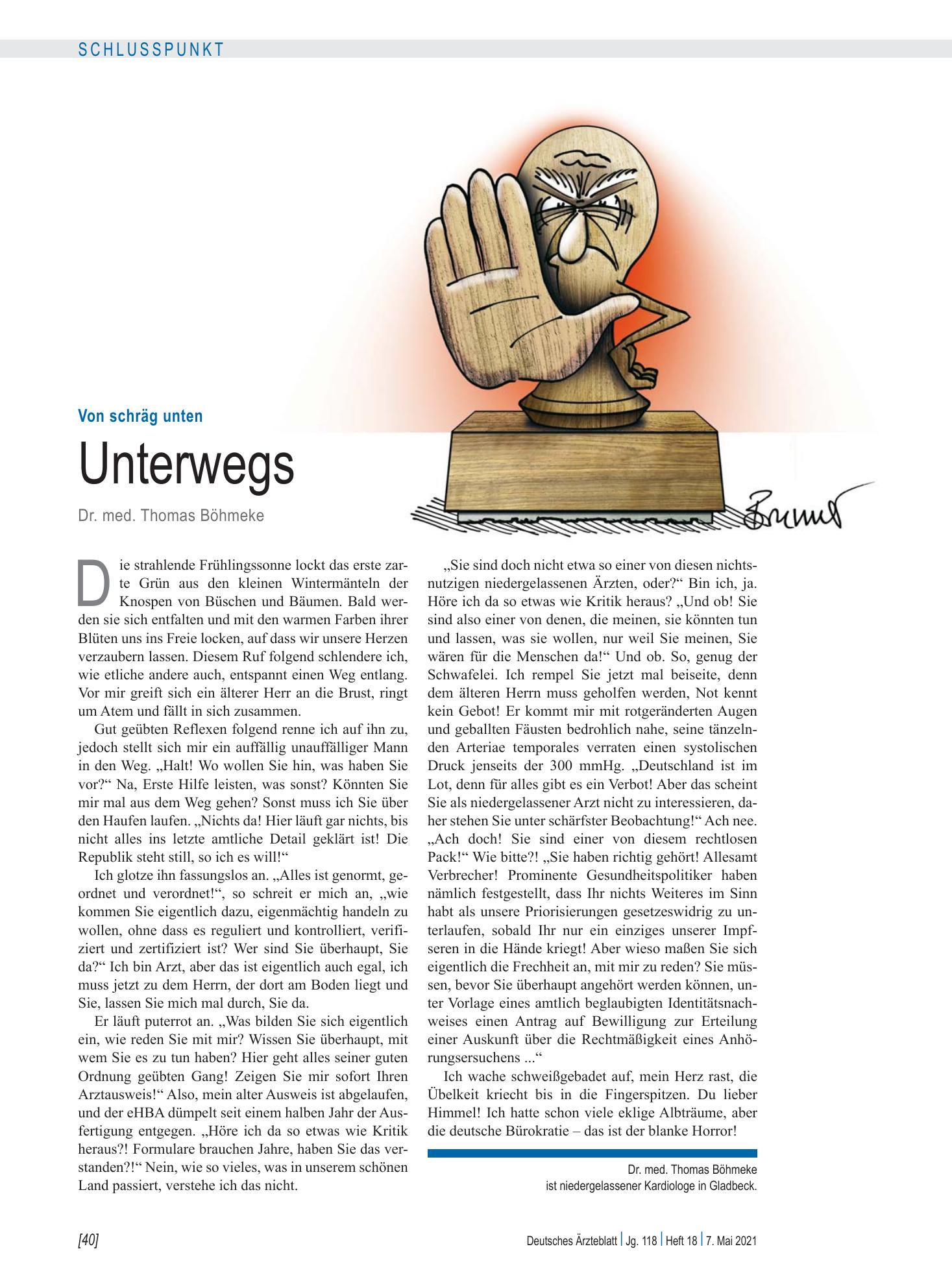 Vorschauseite 1: Von schräg unten: Unterwegs – Deutsches Ärzteblatt