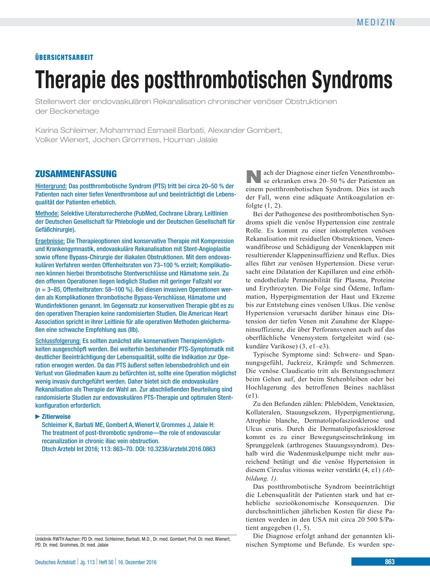 Vorschauseite 1: Therapie des postthrombotischen Syndroms – Deutsches Ärzteblatt