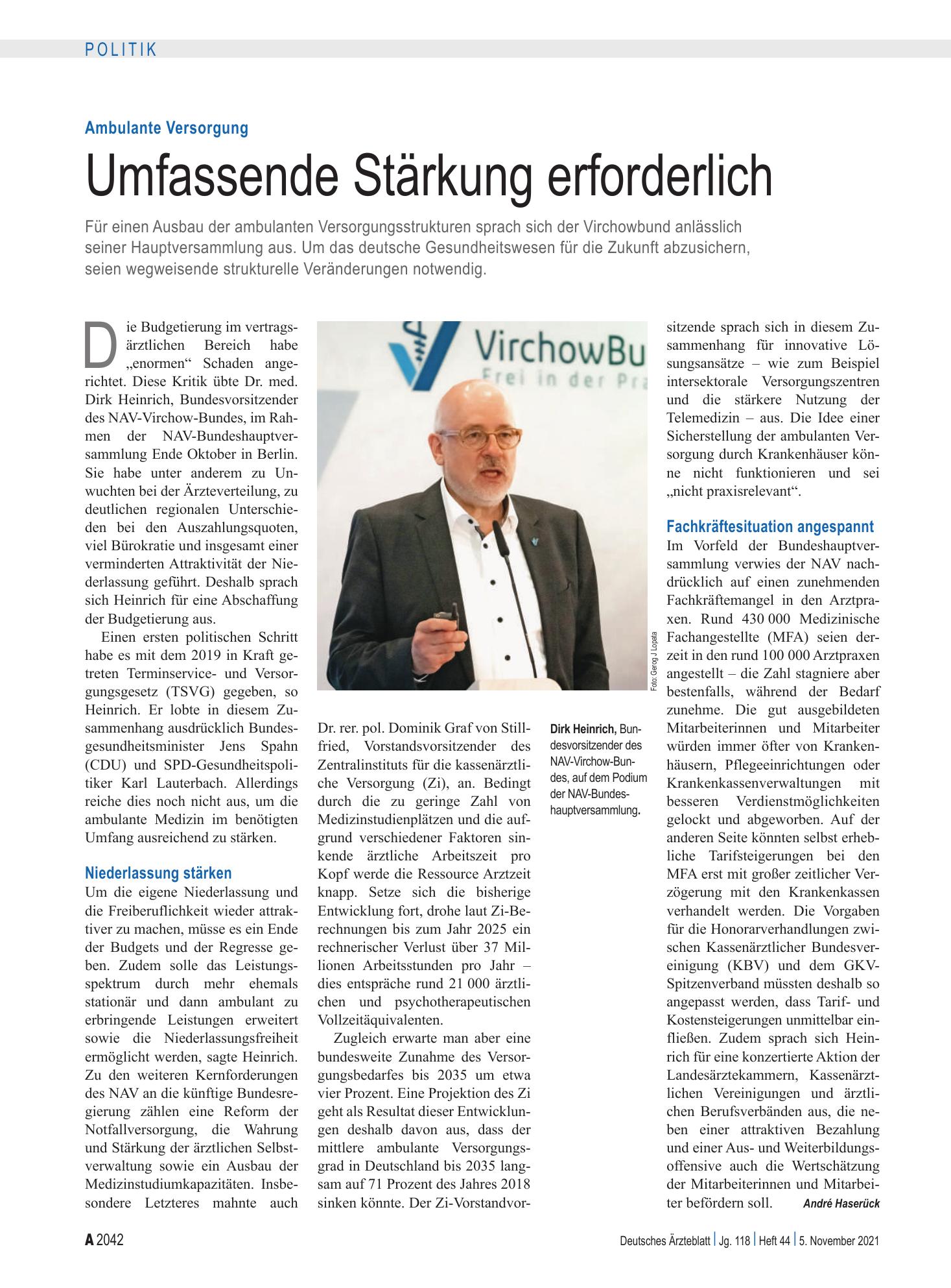 Vorschauseite 1: Ambulante Versorgung: Umfassende Stärkung erforderlich – Deutsches Ärzteblatt