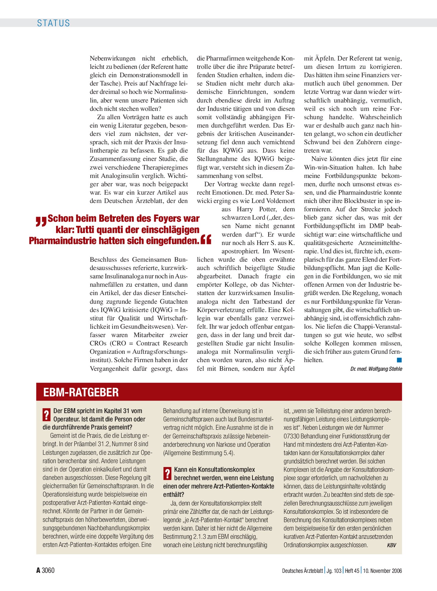 Vorschauseite 1: EBM-Ratgeber – Deutsches Ärzteblatt