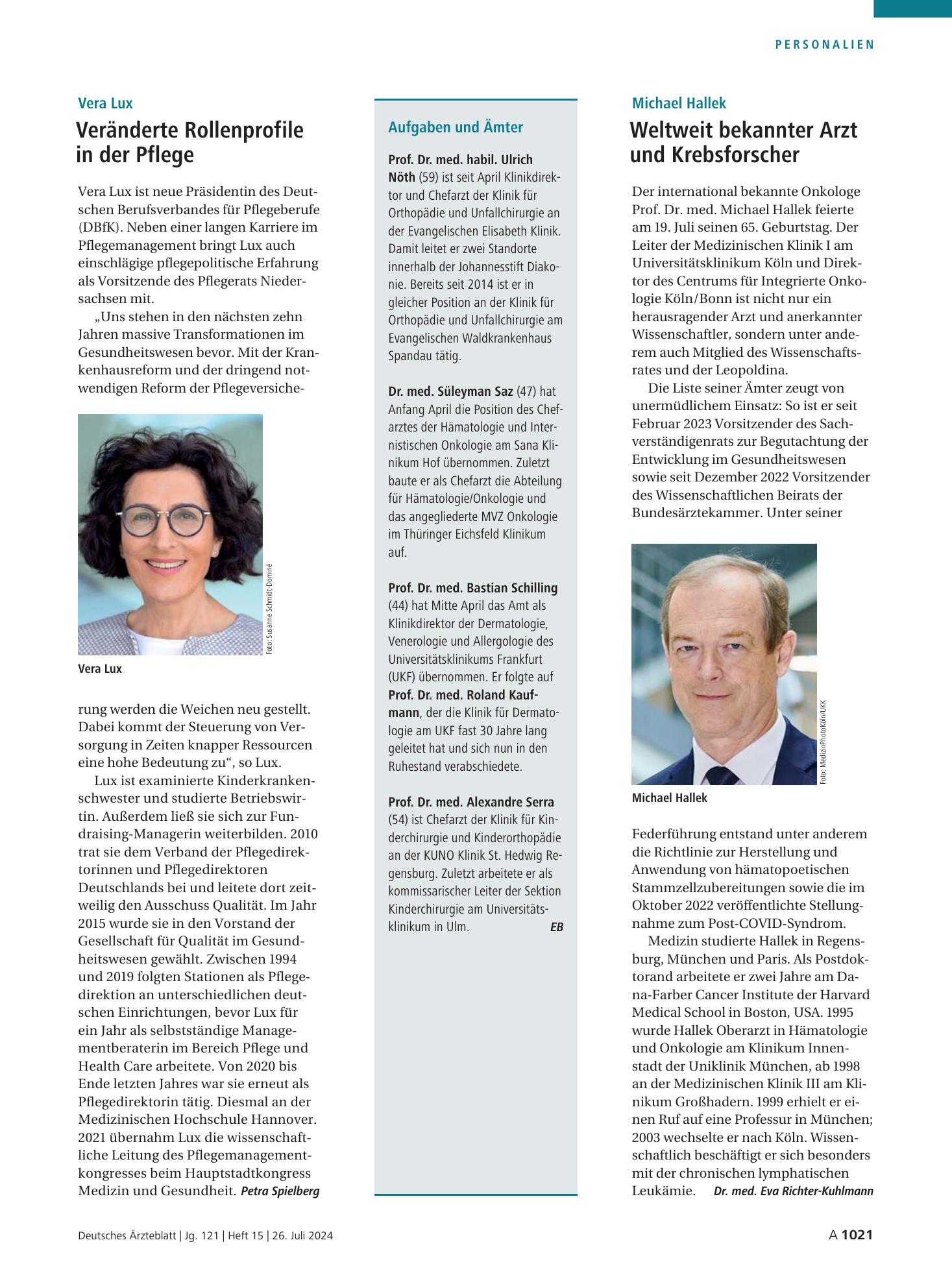 Vorschauseite 1: Aufgaben und Ämter – Deutsches Ärzteblatt