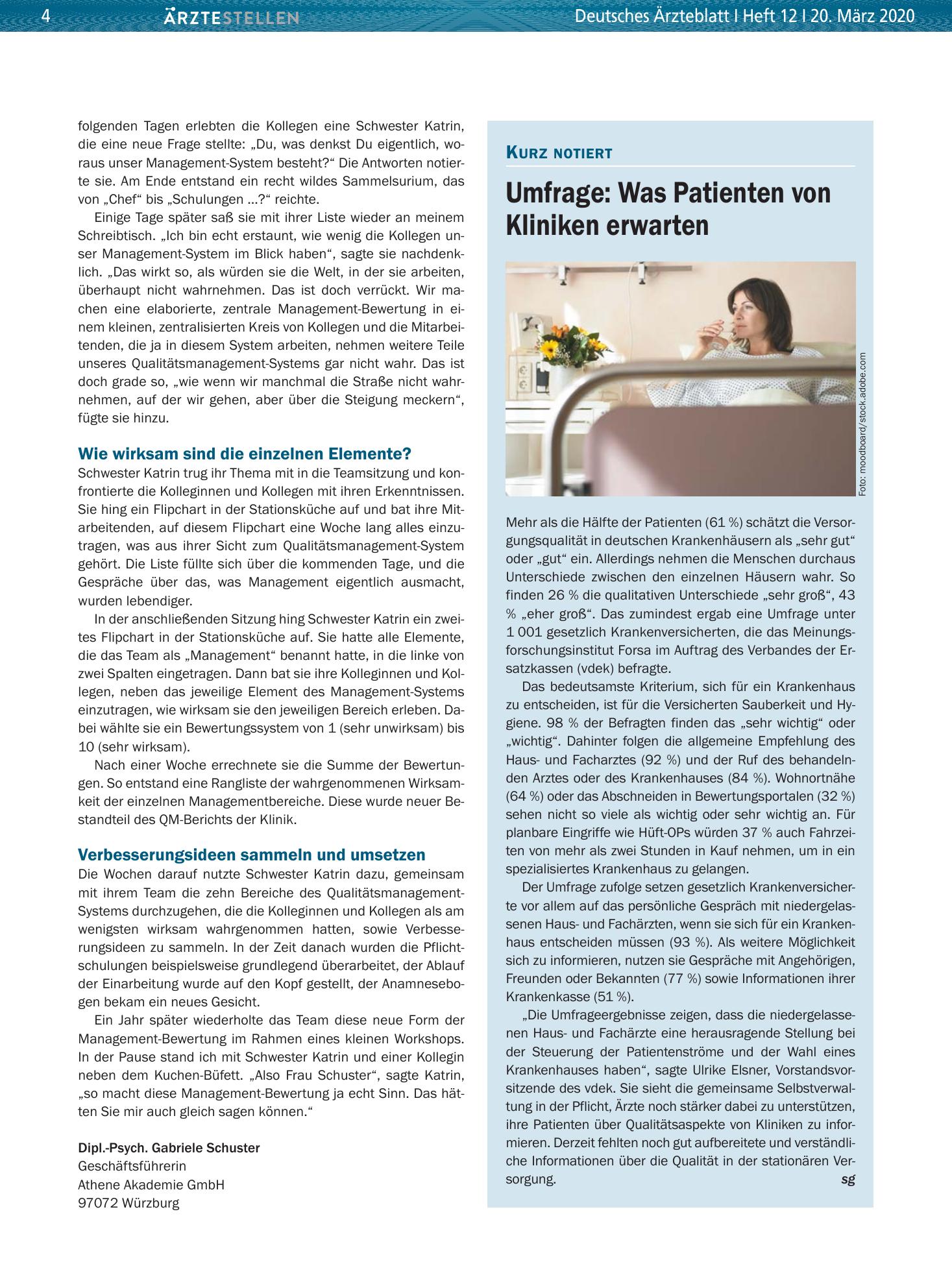 Vorschauseite 1: Umfrage: Was Patienten von Kliniken erwarten – Deutsches Ärzteblatt