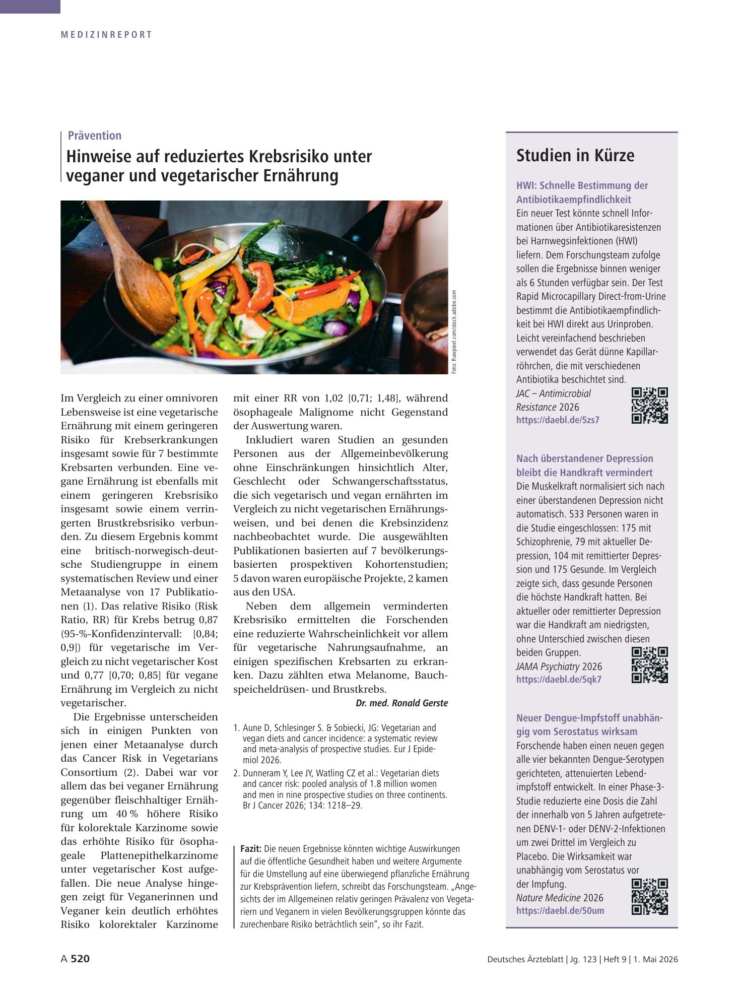 Vorschauseite 1: Studien in Kürze – Deutsches Ärzteblatt