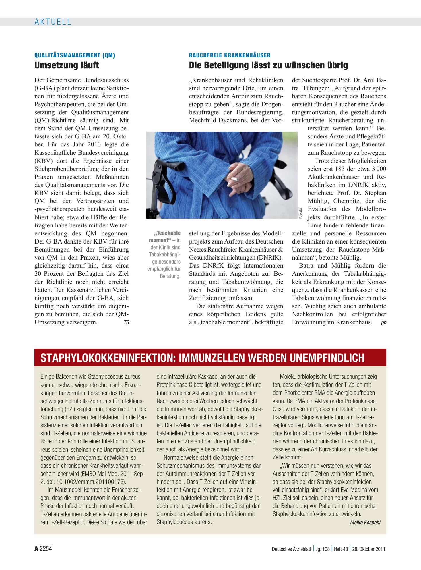 Vorschauseite 1: Qualitätsmanagement (QM): Umsetzung läuft – Deutsches Ärzteblatt