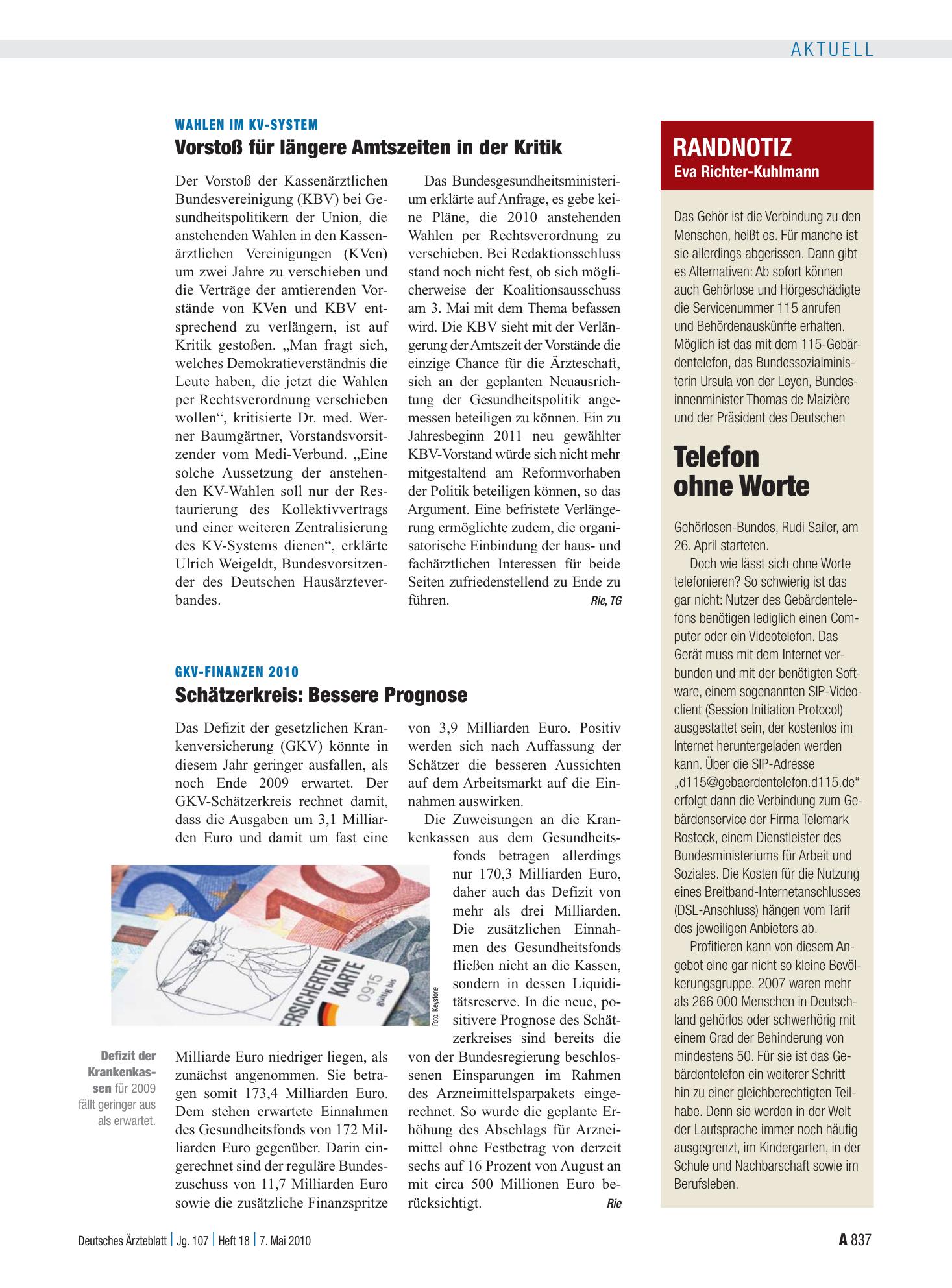 Vorschauseite 1: Randnotiz: Telefon ohne Worte – Deutsches Ärzteblatt