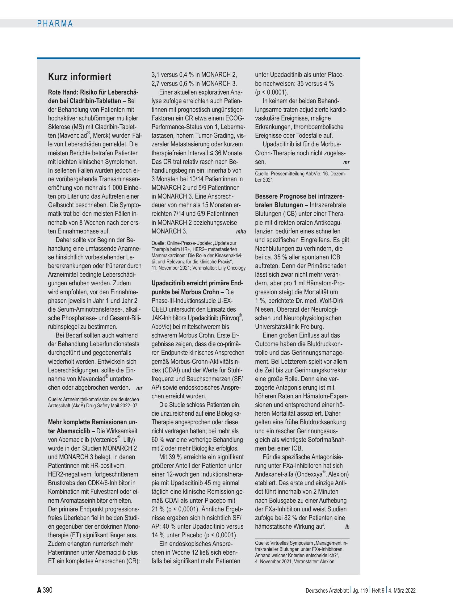 Vorschauseite 1: Kurz informiert – Deutsches Ärzteblatt
