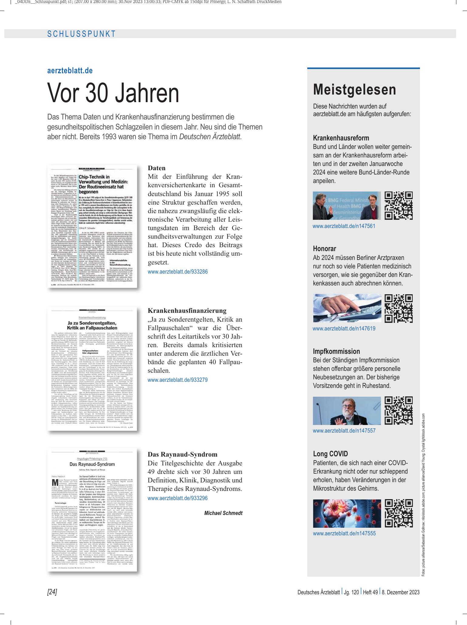 Vorschauseite 1: Meistgelesen – Deutsches Ärzteblatt
